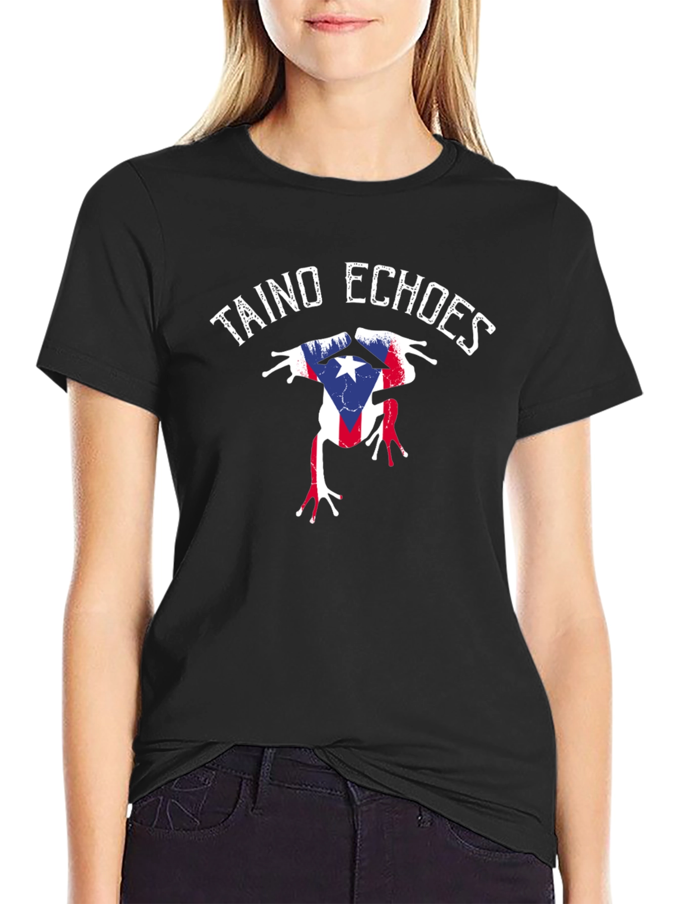Taino Echoes Puerto Rico Flag Coqui Frog T-Shirt