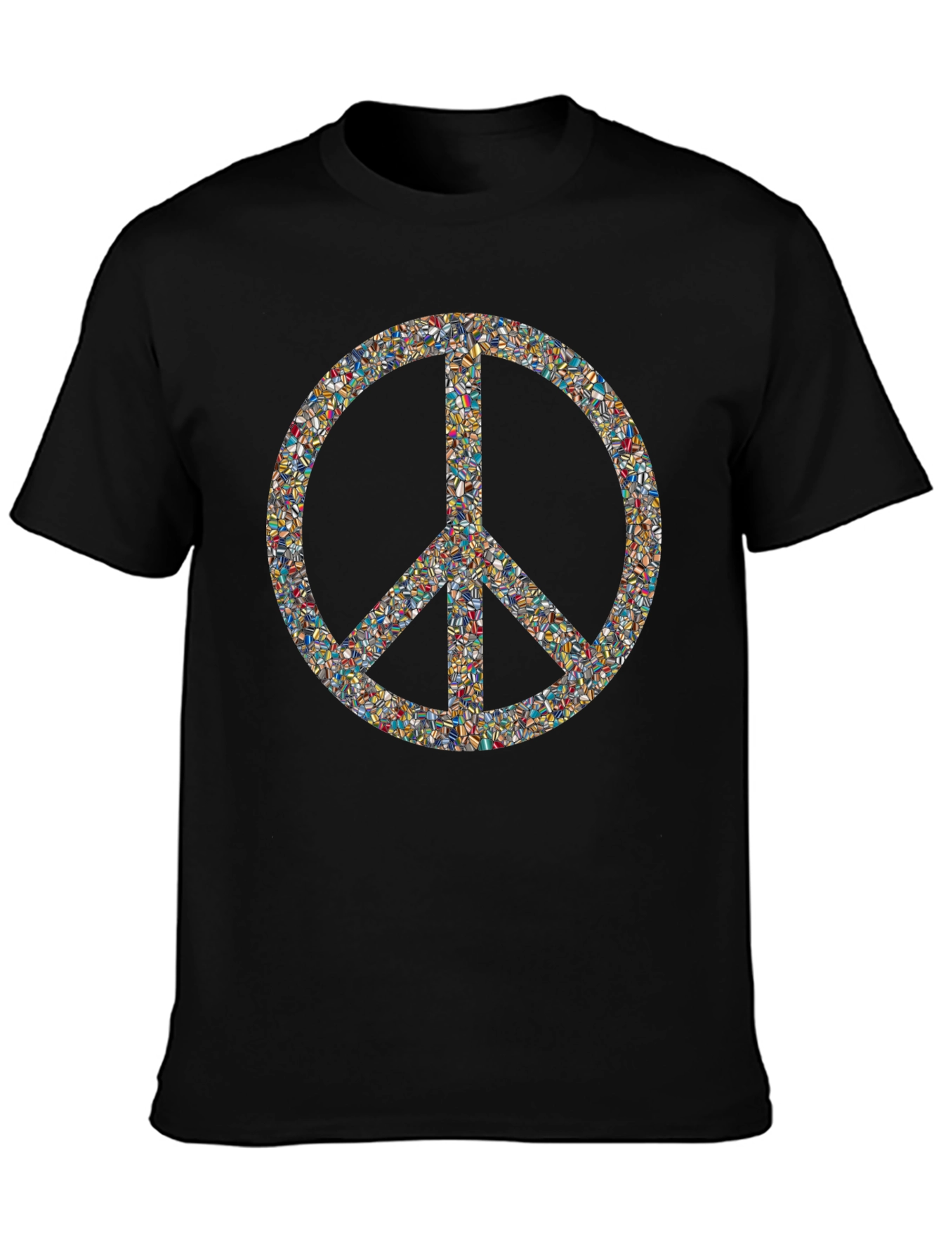 Peace Sign Mosaic Black T-Shirt