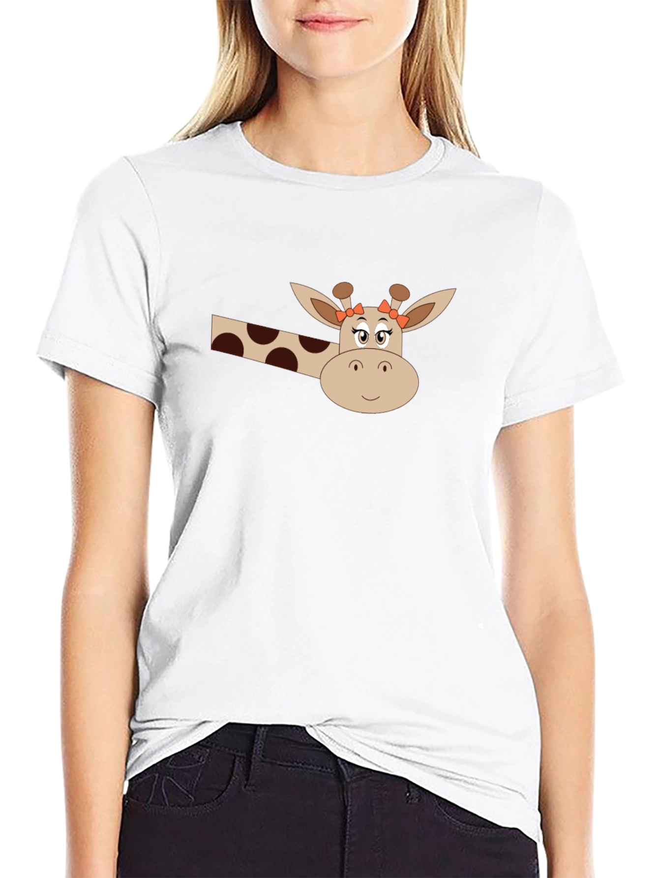 Giraffe Graphic Tee - Black Cotton Blend