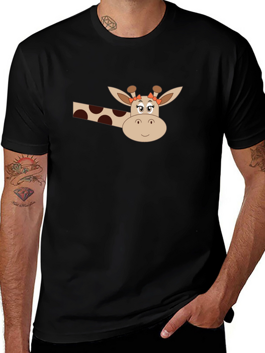 Giraffe Graphic Tee - Black Cotton Blend