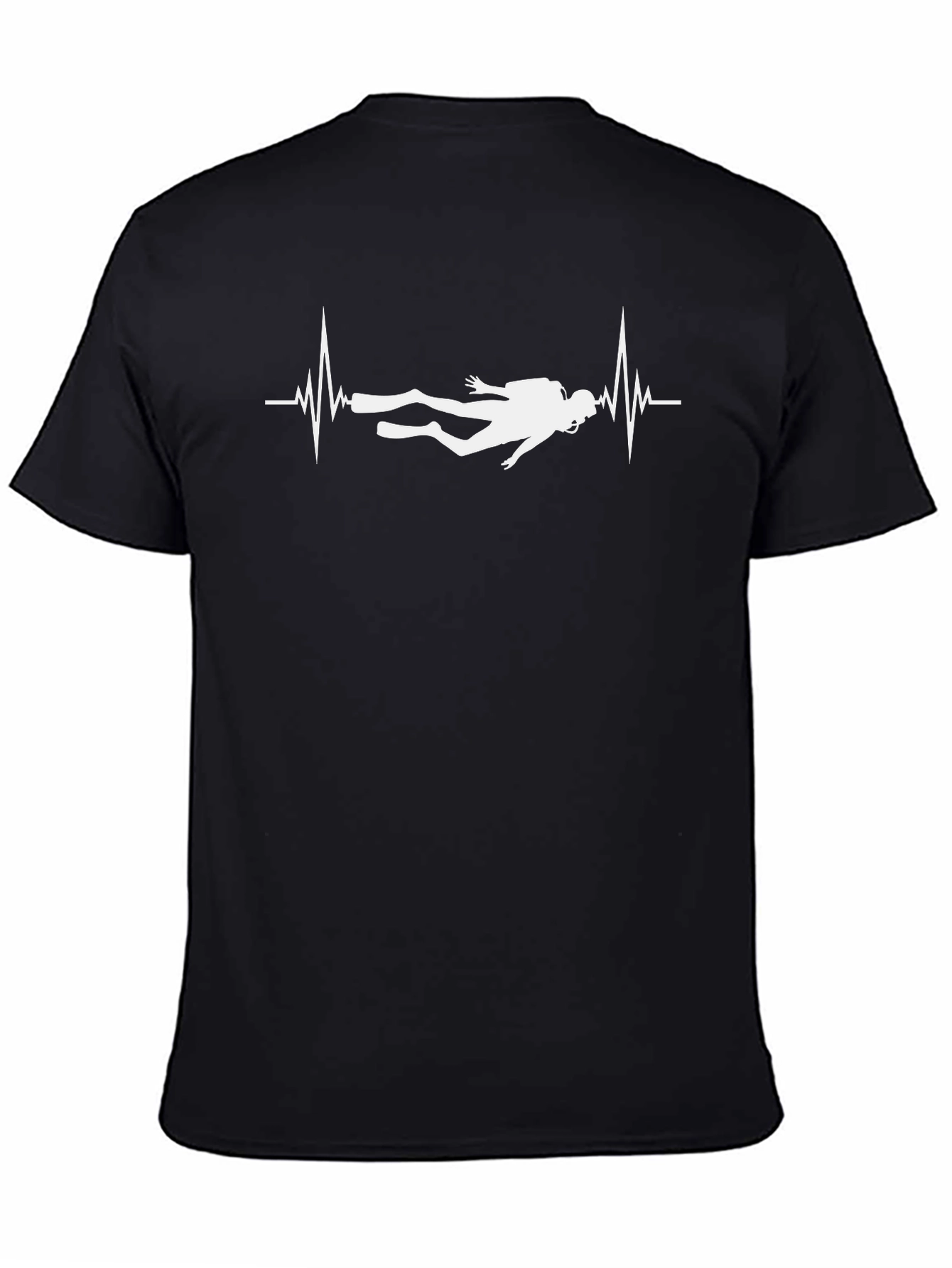 Scuba Diver Heartbeat Graphic Tee - Black Cotton T-Shirt