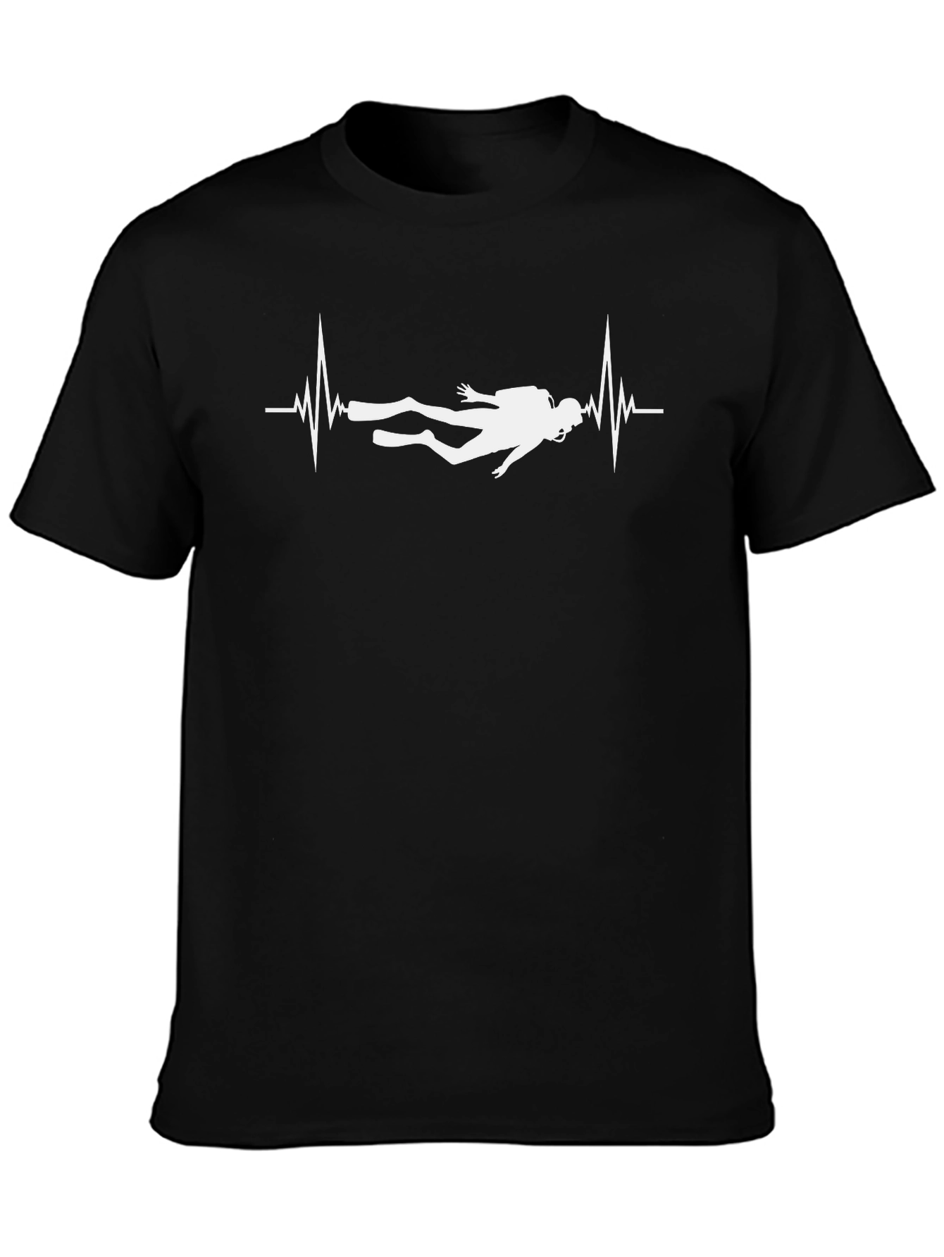 Scuba Diver Heartbeat Graphic Tee - Black Cotton T-Shirt
