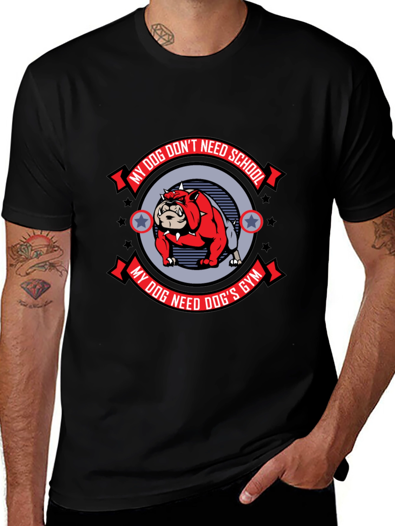 Dog Gym Bulldog Graphic Tee - Mens Black T-Shirt