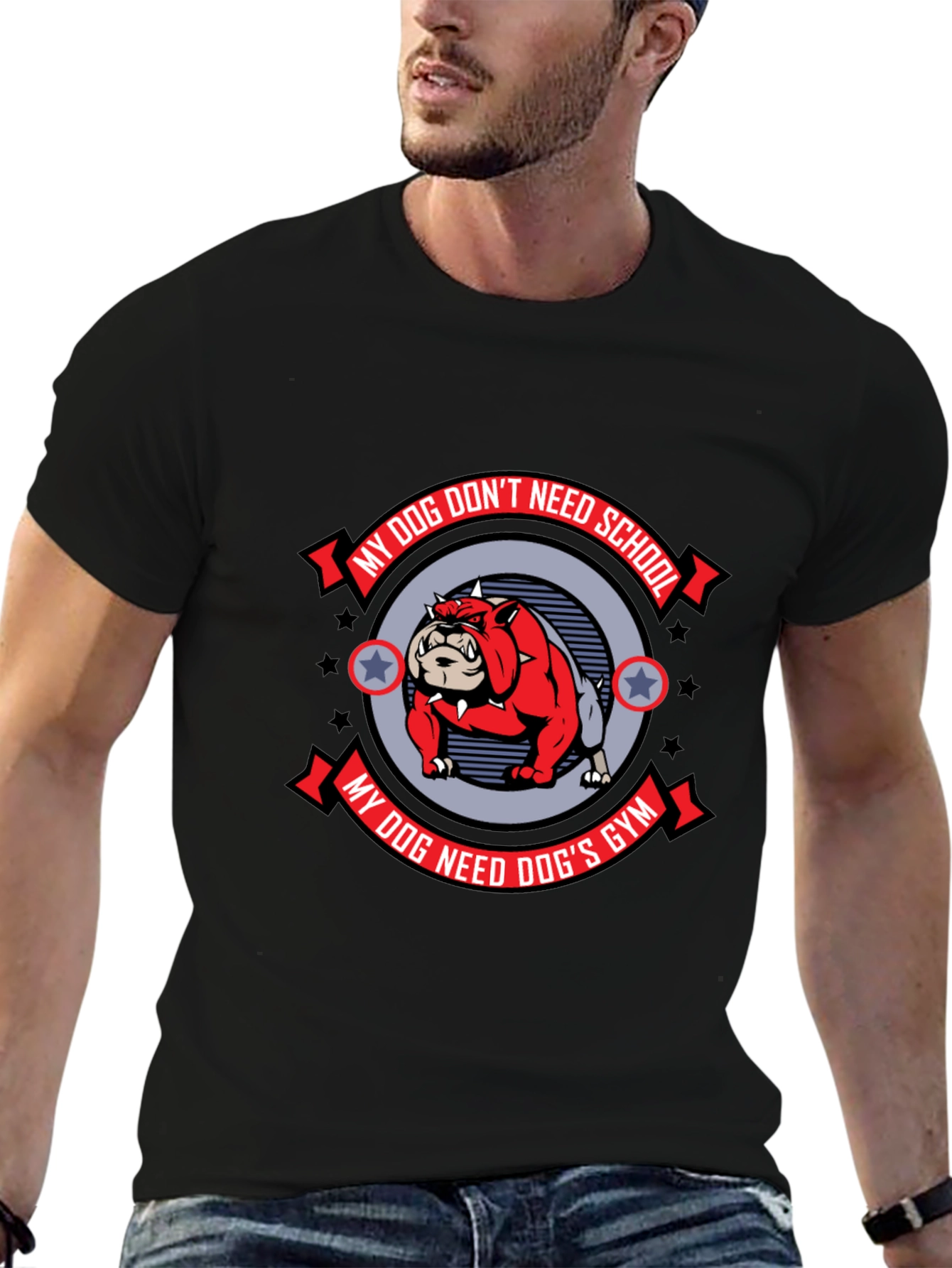 Dog Gym Bulldog Graphic Tee - Mens Black T-Shirt