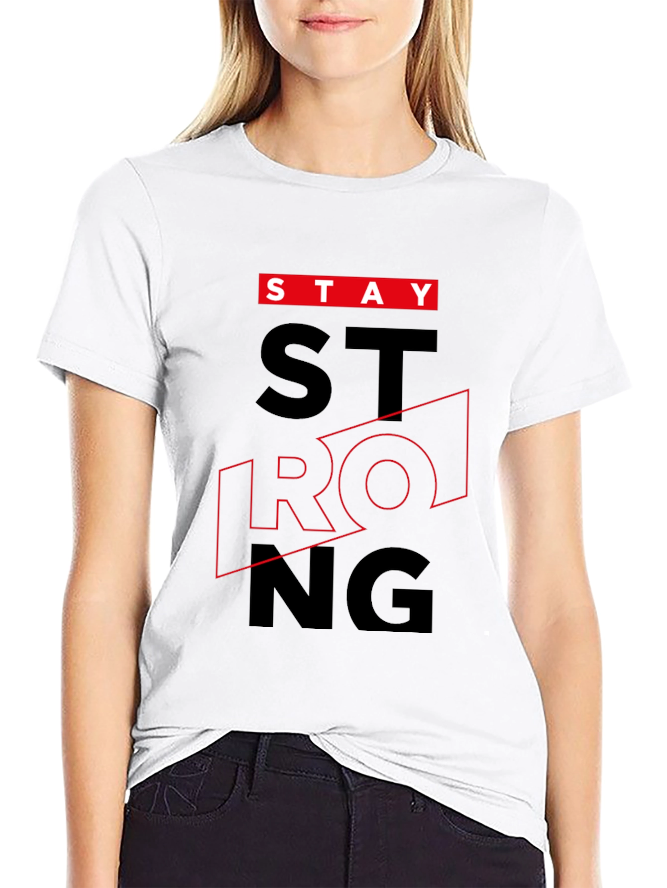 Stay Strong Graphic Tee - Black Cotton T-Shirt