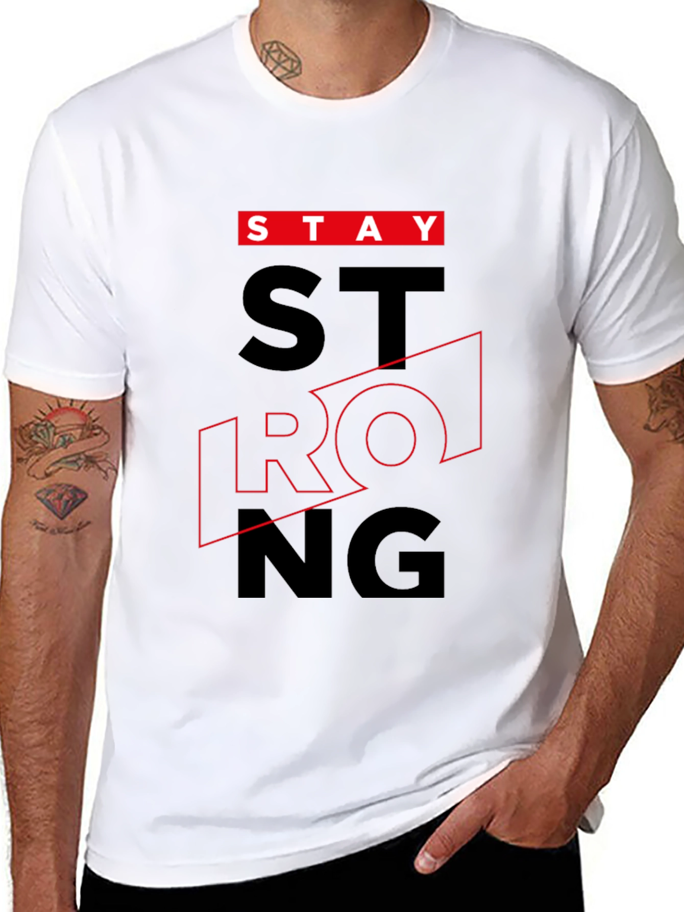 Stay Strong Graphic Tee - Black Cotton T-Shirt