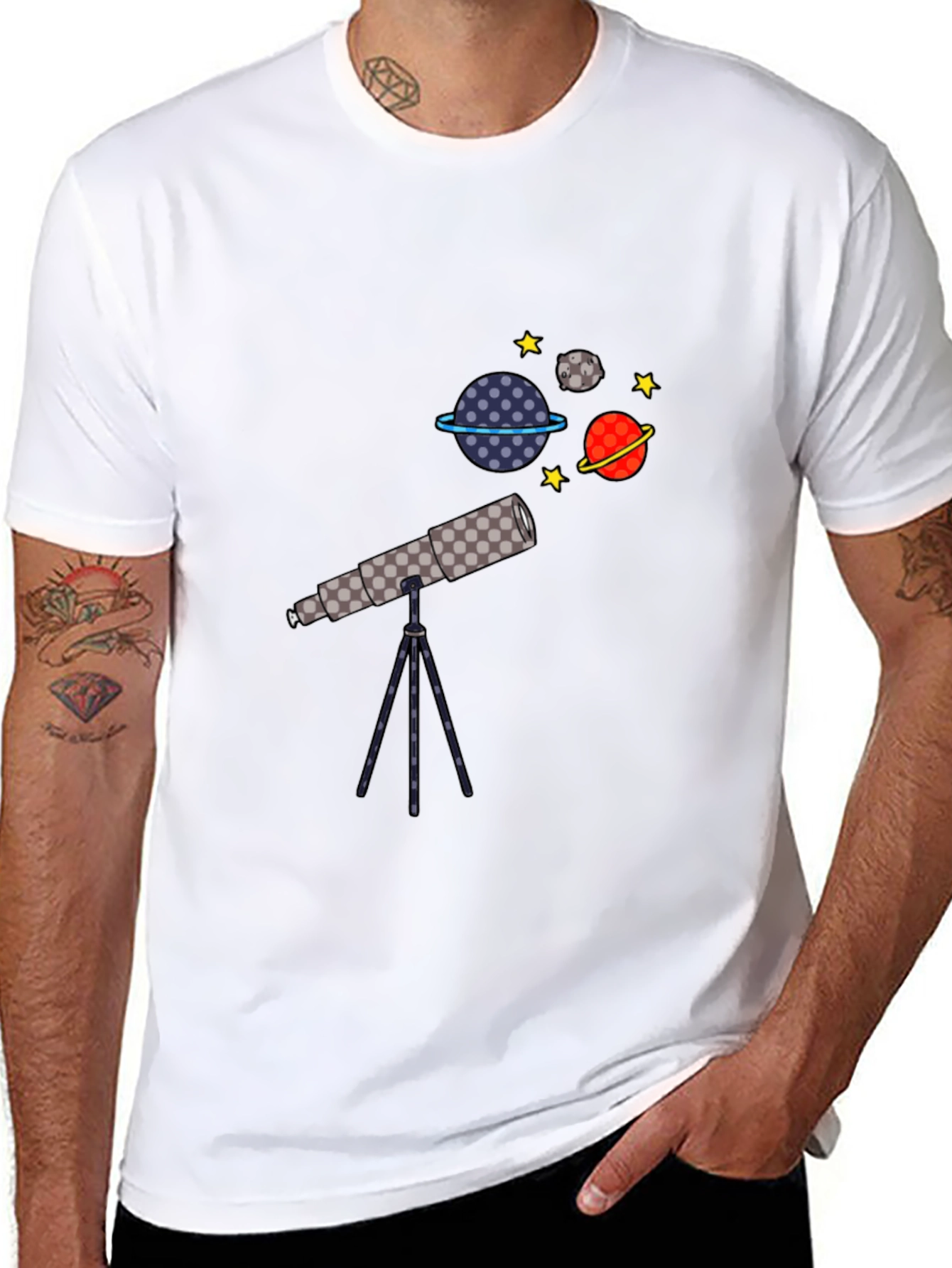 Space Explorer T-Shirt - Telescope Planets Graphic Tee