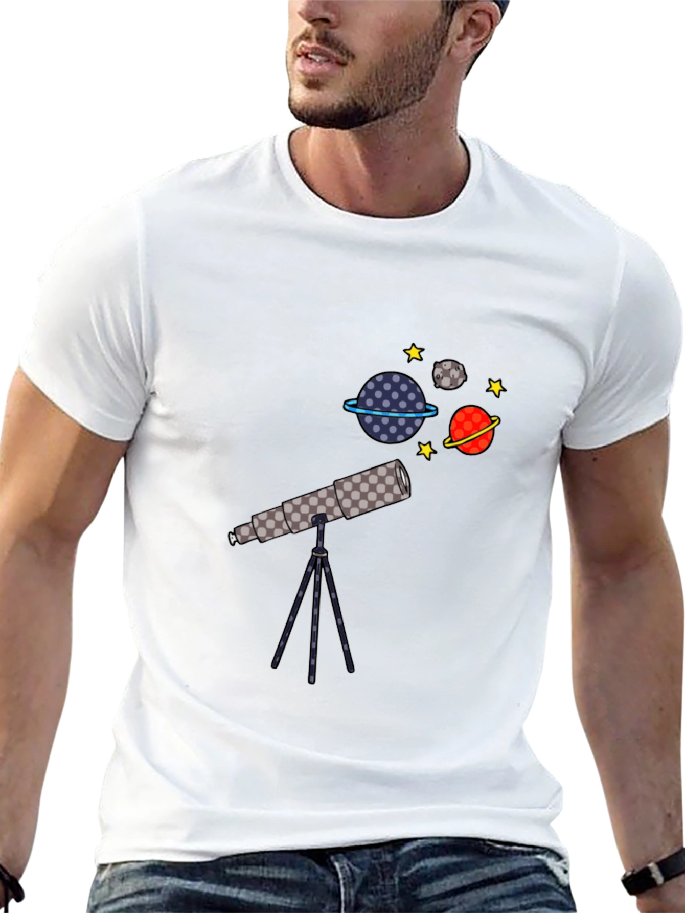 Space Explorer T-Shirt - Telescope Planets Graphic Tee