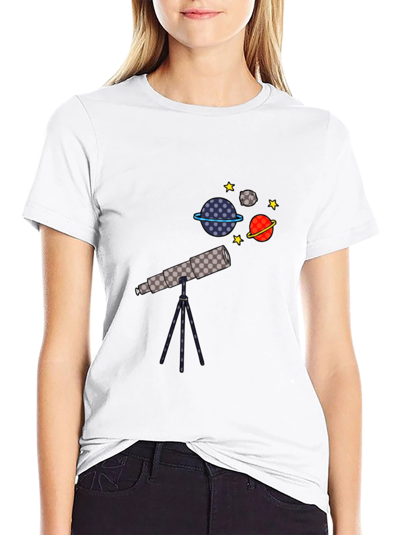 Space Explorer T-Shirt - Telescope Planets Graphic Tee