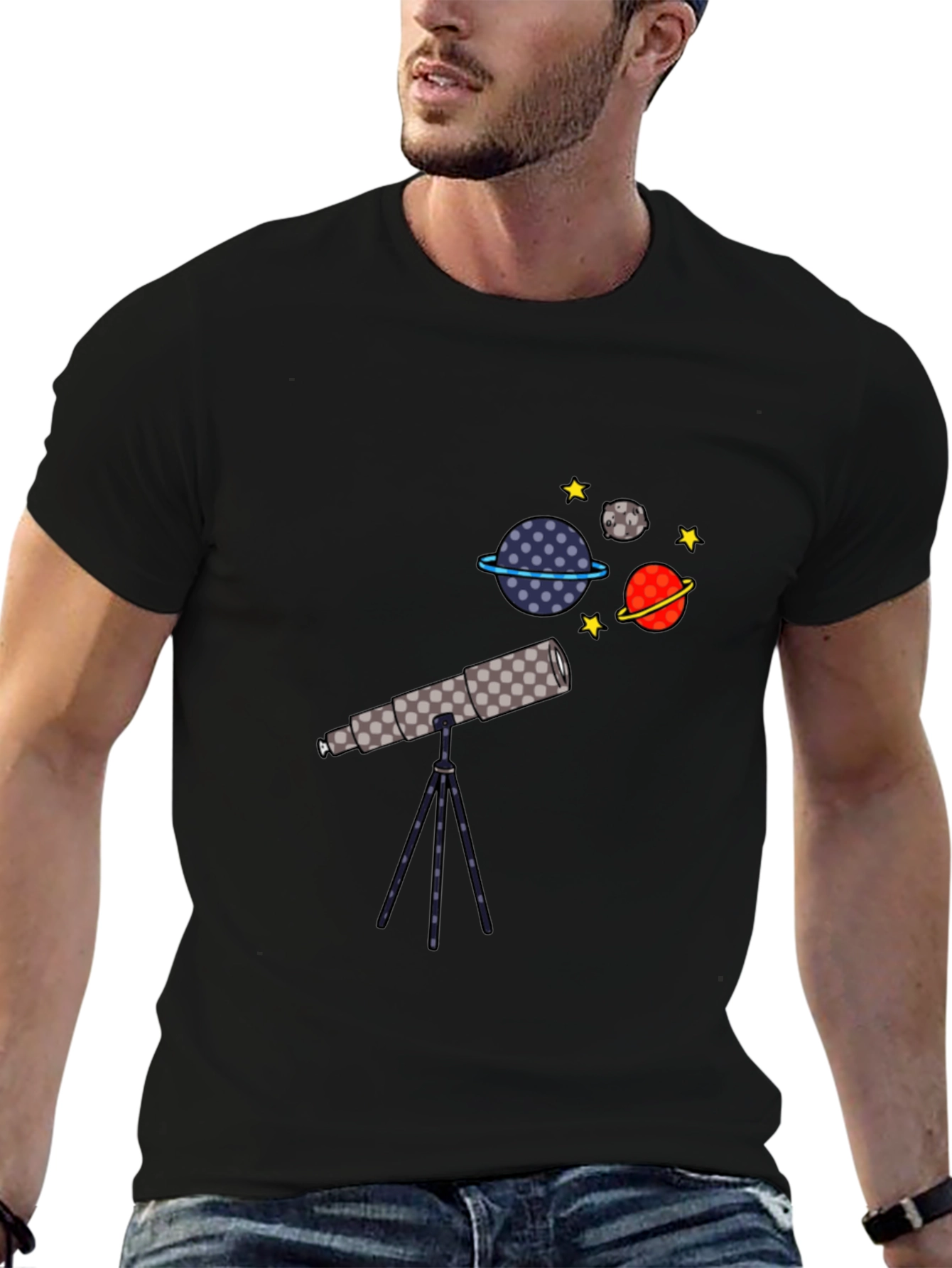 Space Explorer T-Shirt - Telescope Planets Graphic Tee