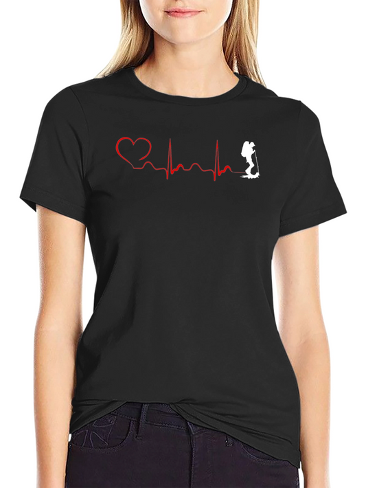 Hiking Heartbeat T-Shirt - Black Graphic Tee