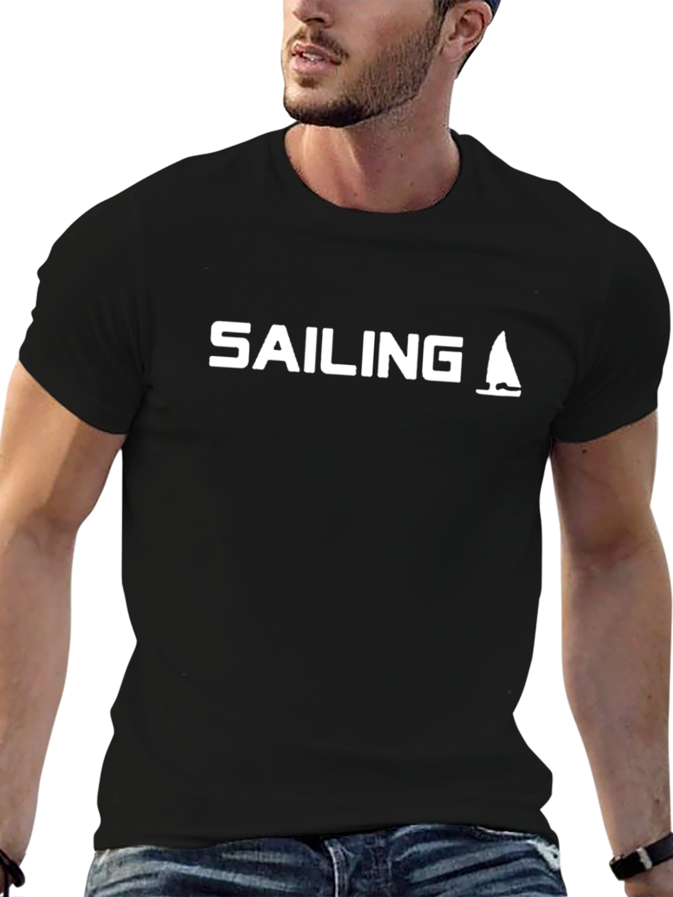 Sailing Graphic Tee - Black Casual Comfort