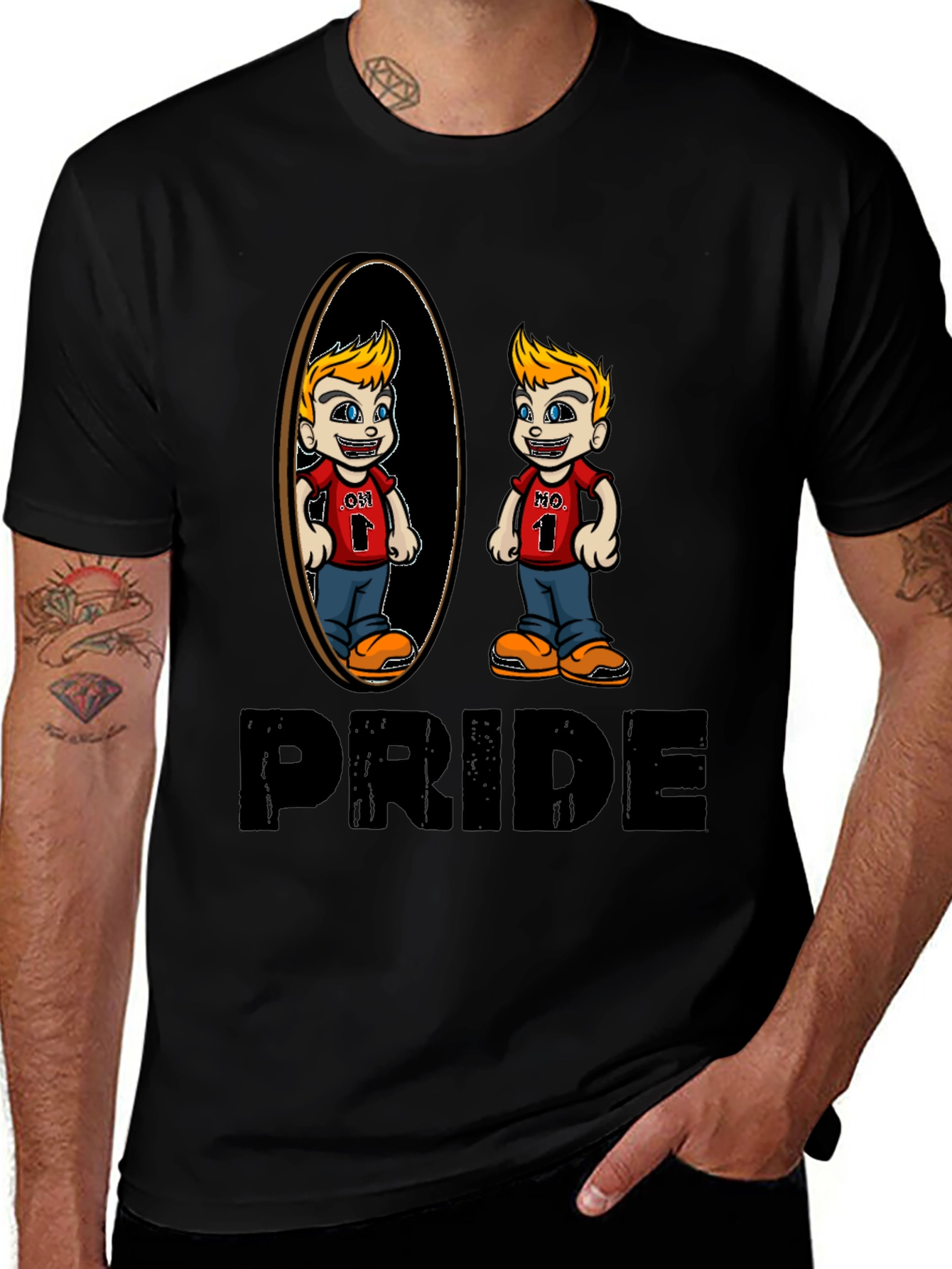 Pride Cartoon Graphic Tee - Black