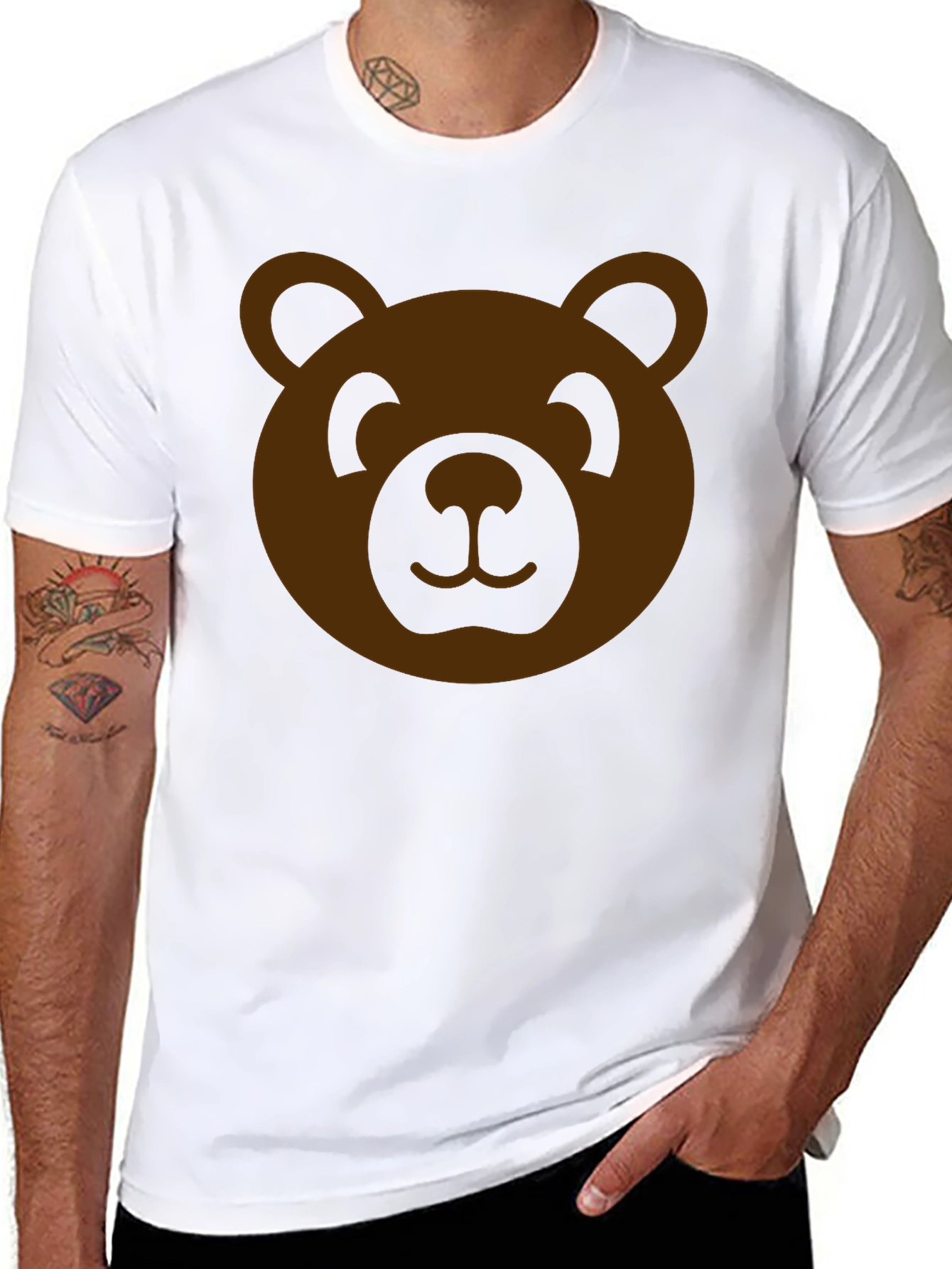 Teddy Bear Graphic Tee - Black Cotton T-Shirt
