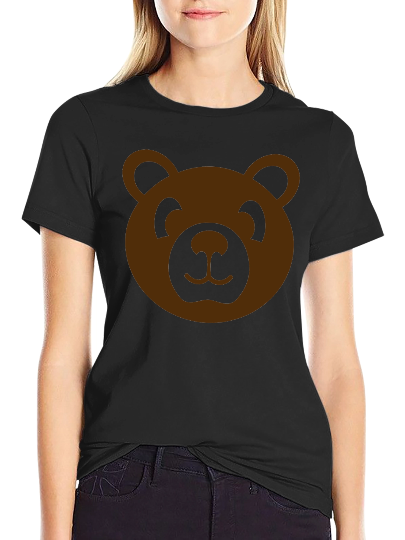 Teddy Bear Graphic Tee - Black Cotton T-Shirt