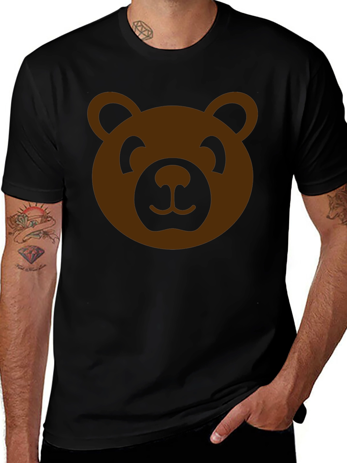Teddy Bear Graphic Tee - Black Cotton T-Shirt