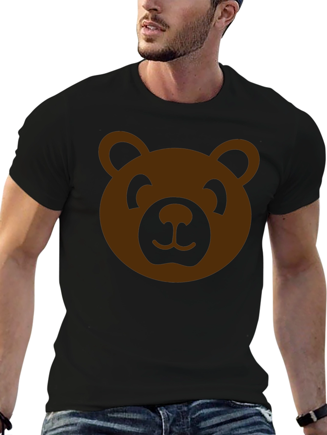 Teddy Bear Graphic Tee - Black Cotton T-Shirt
