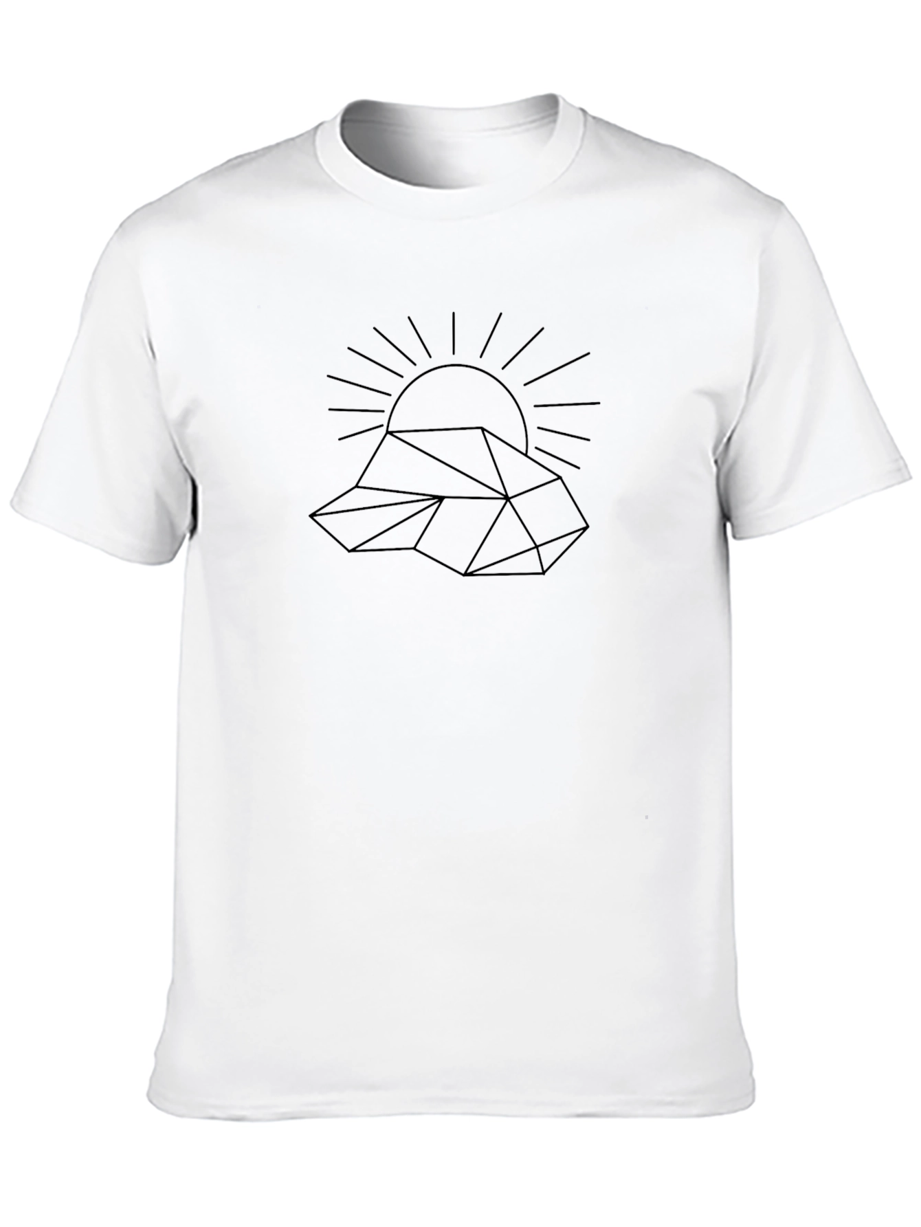 Geometric Mountain Sun Black Tee