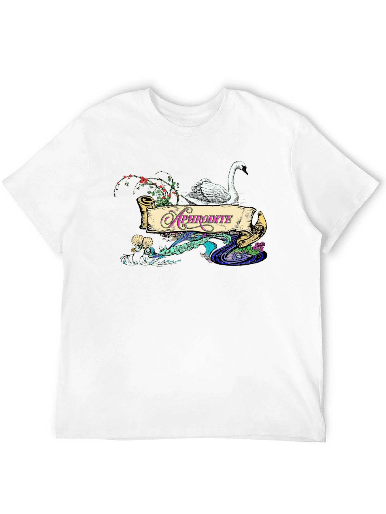 Aphrodite Swan T-Shirt - Elegant Goddess Design