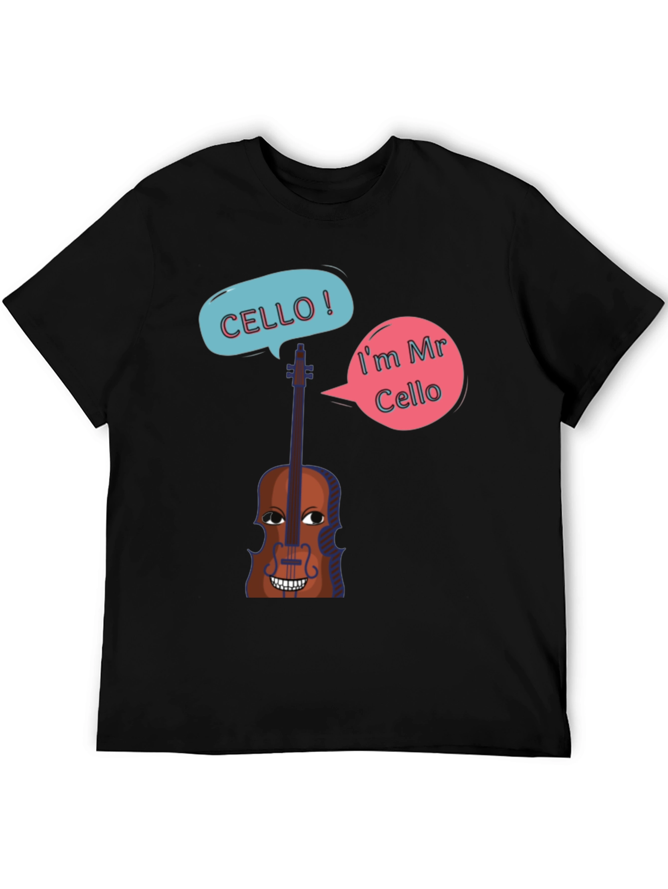 Funny Cello Cartoon Graphic T-Shirt