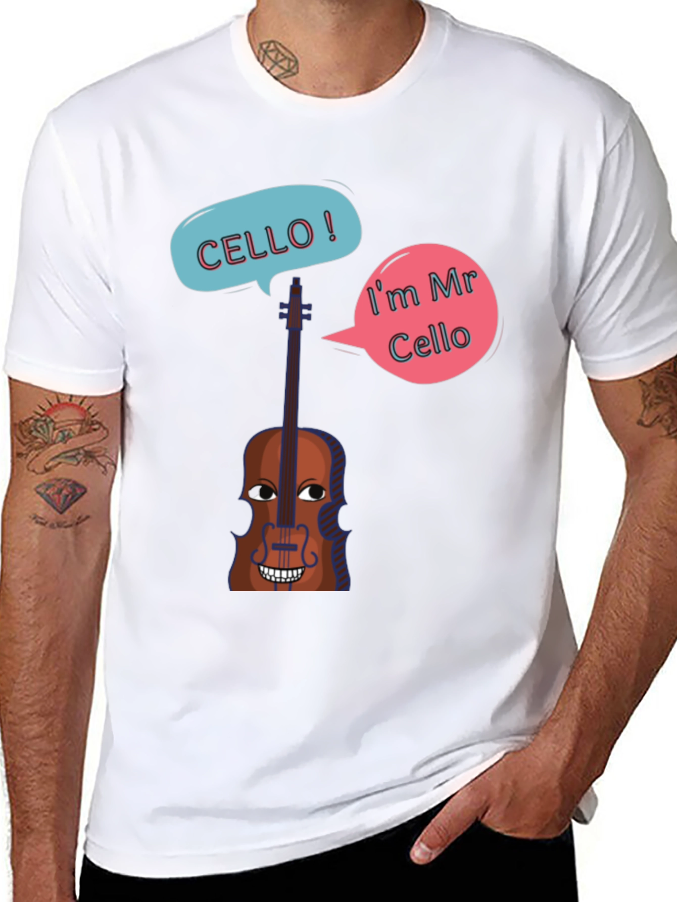Funny Cello Cartoon Graphic T-Shirt