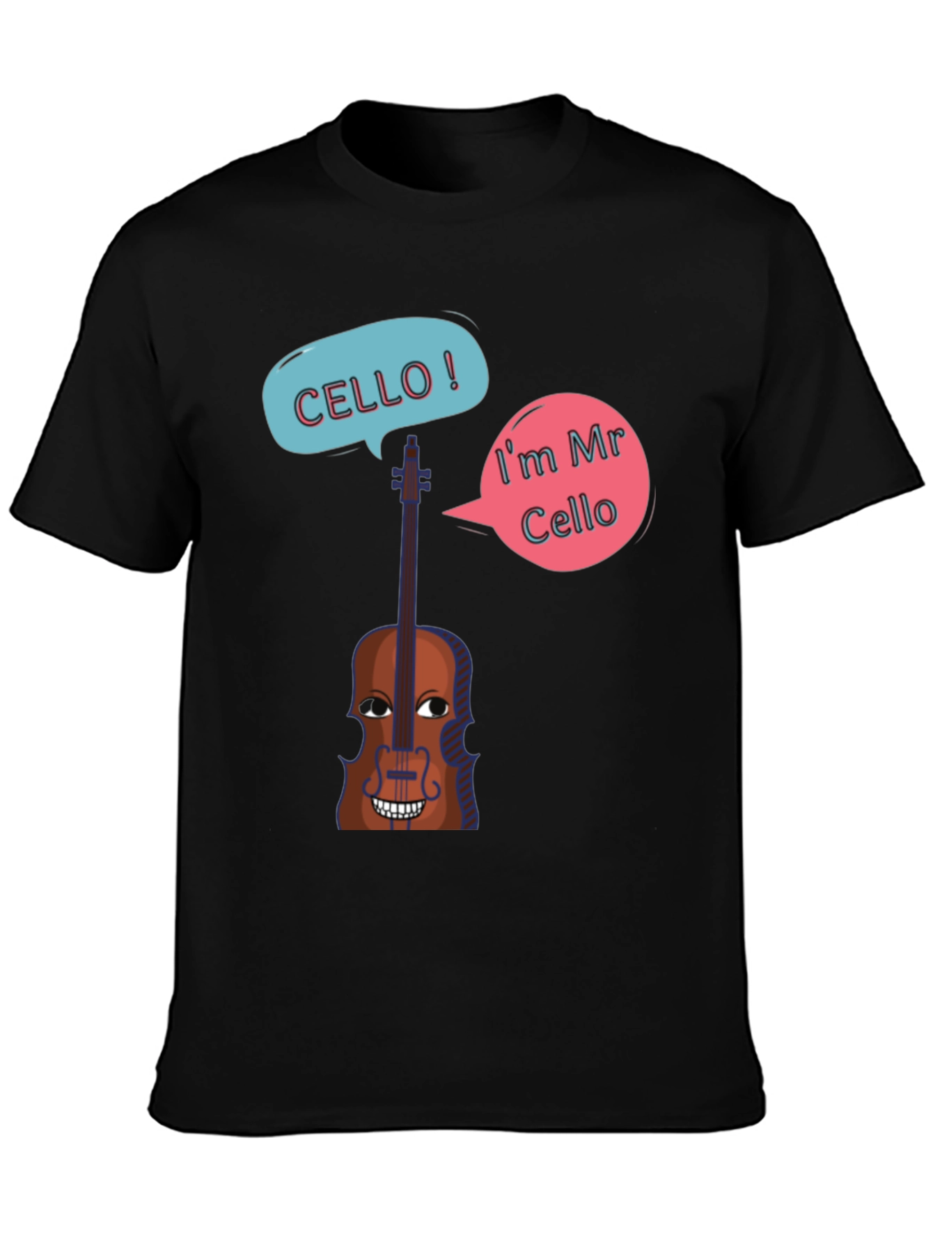 Funny Cello Cartoon Graphic T-Shirt