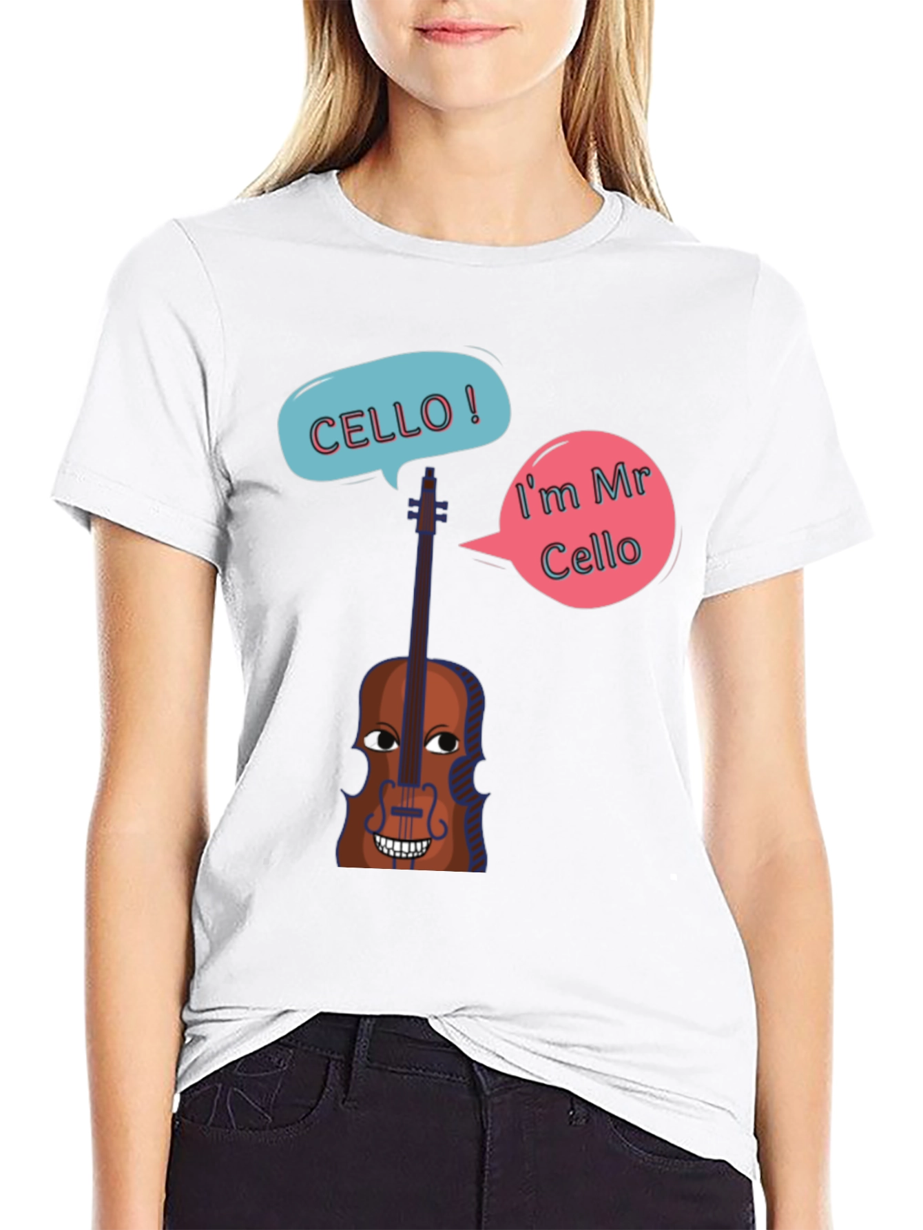 Funny Cello Cartoon Graphic T-Shirt