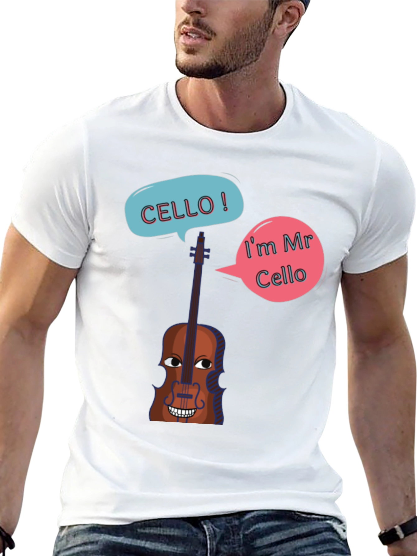 Funny Cello Cartoon Graphic T-Shirt