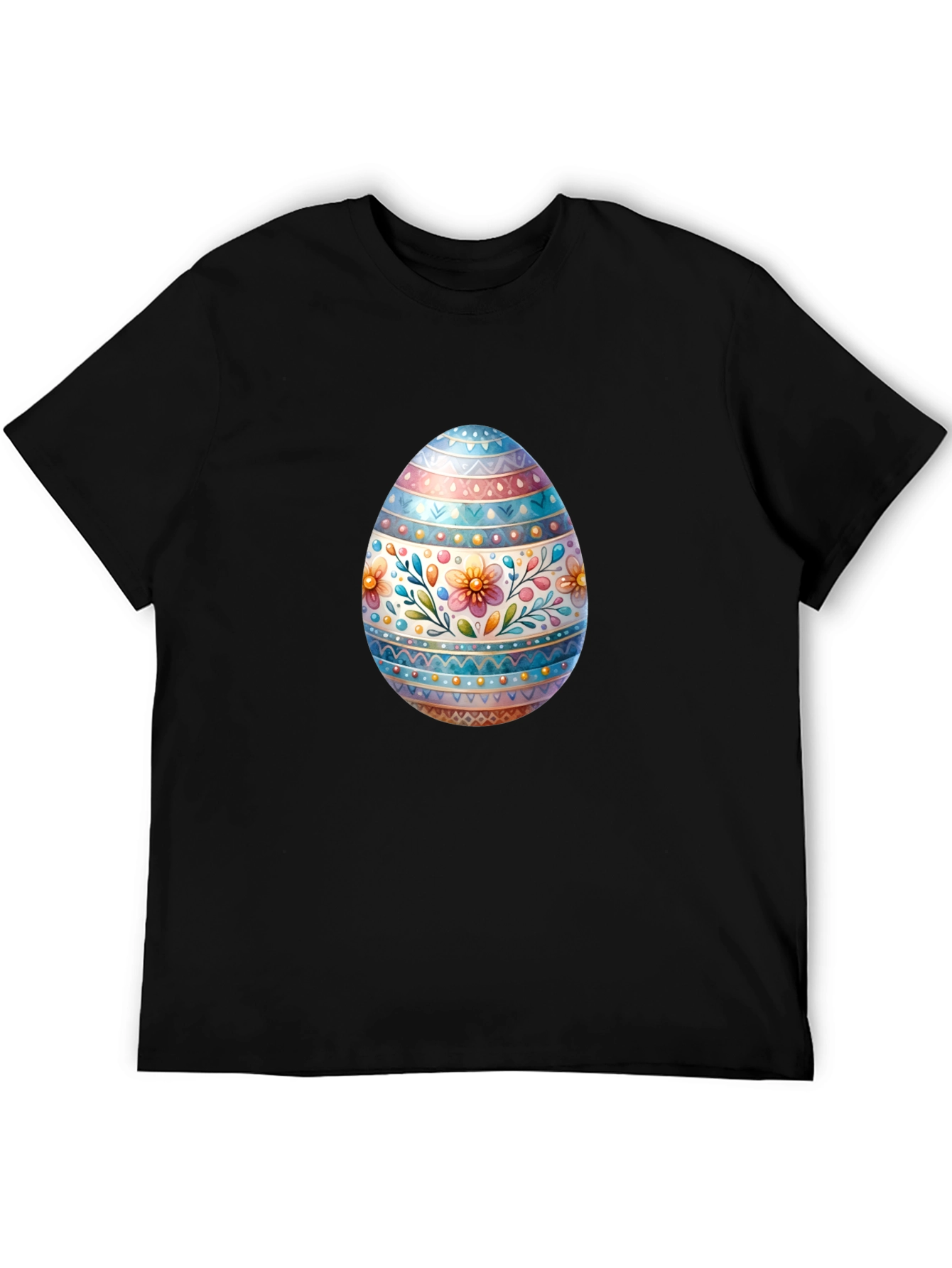 Easter Egg Floral Graphic Tee - Black