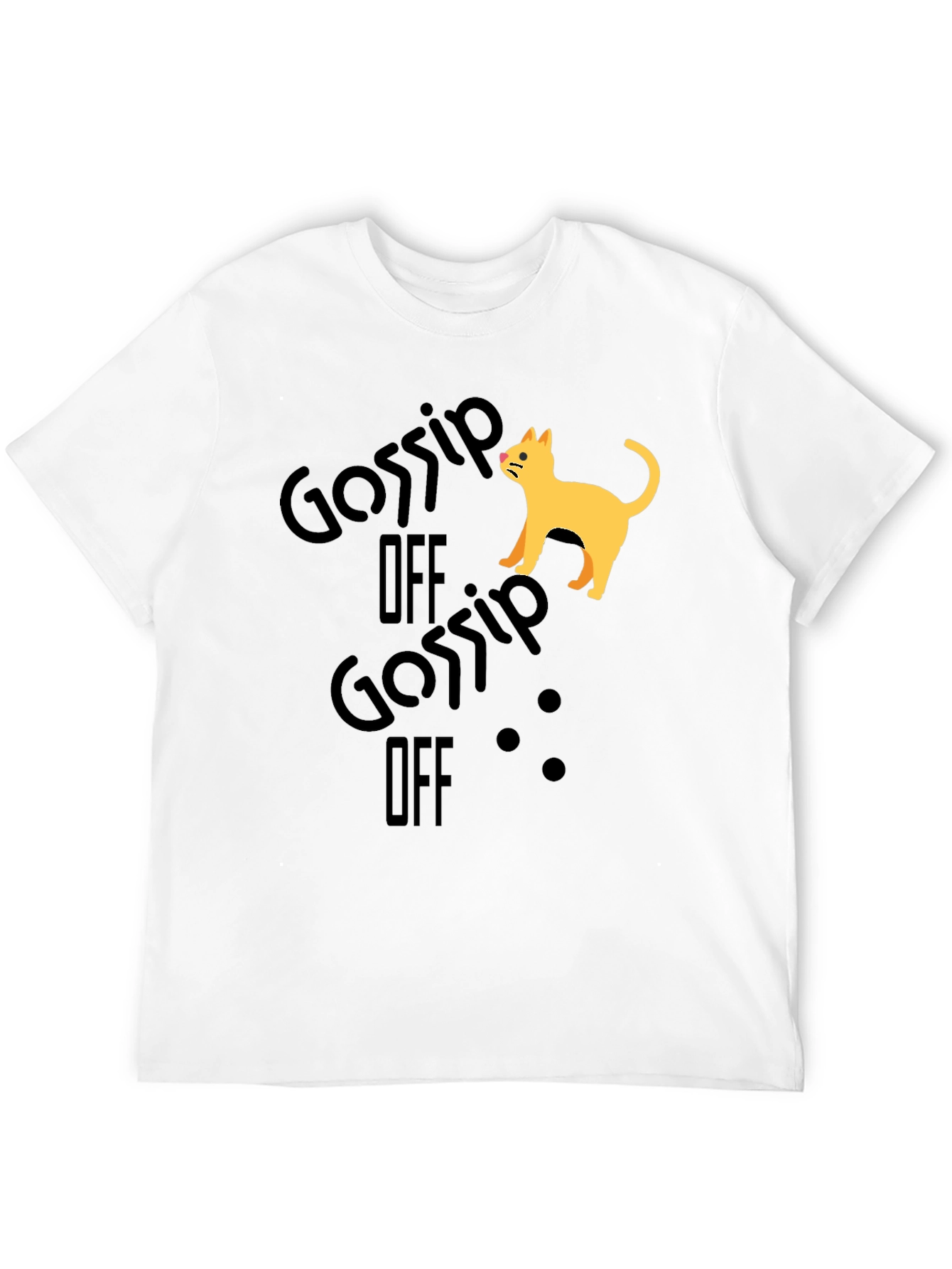 Gossip Off Cat Graphic Black T-Shirt