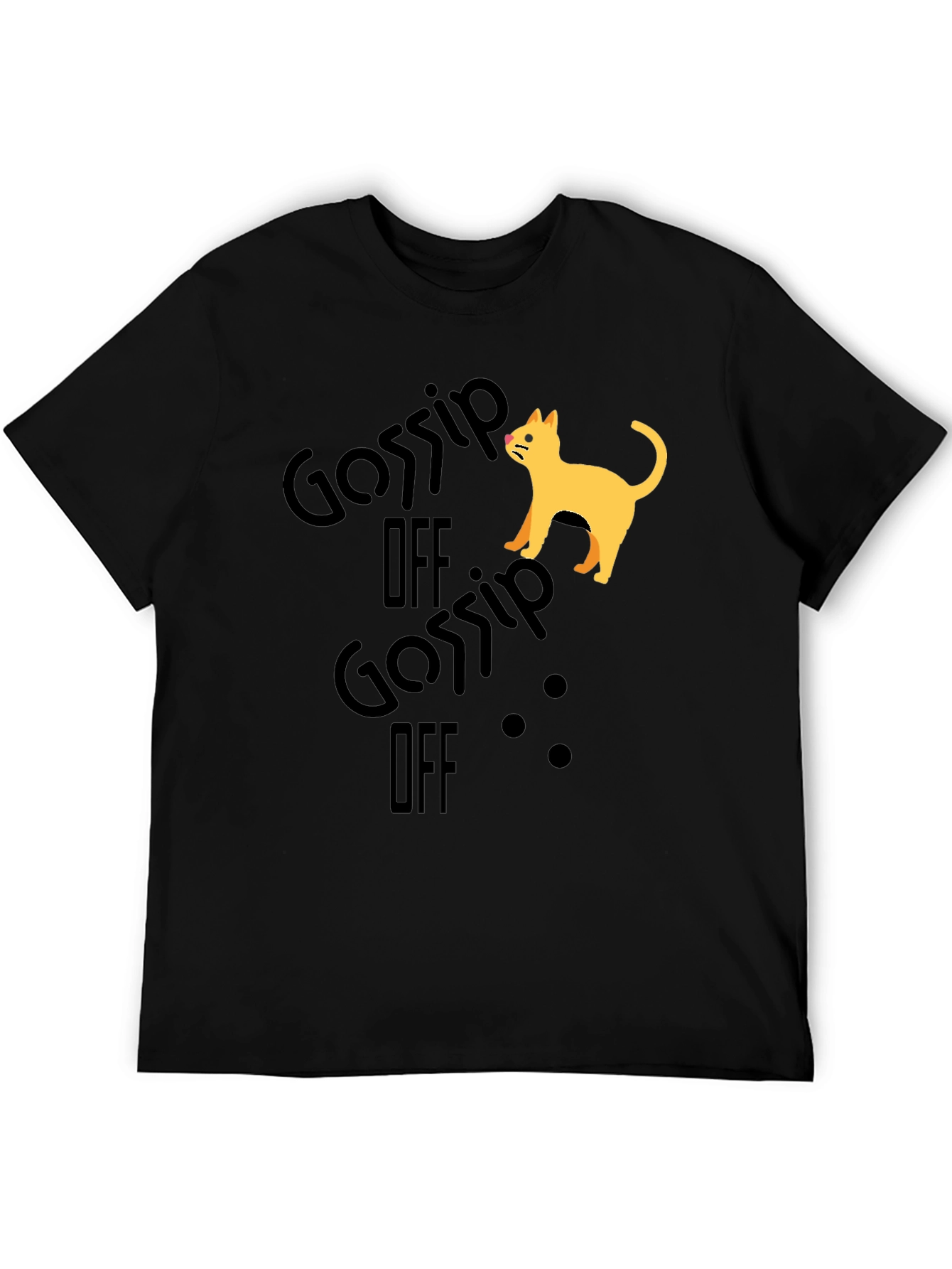Gossip Off Cat Graphic Black T-Shirt
