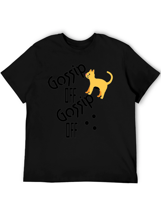 Gossip Off Cat Graphic Black T-Shirt