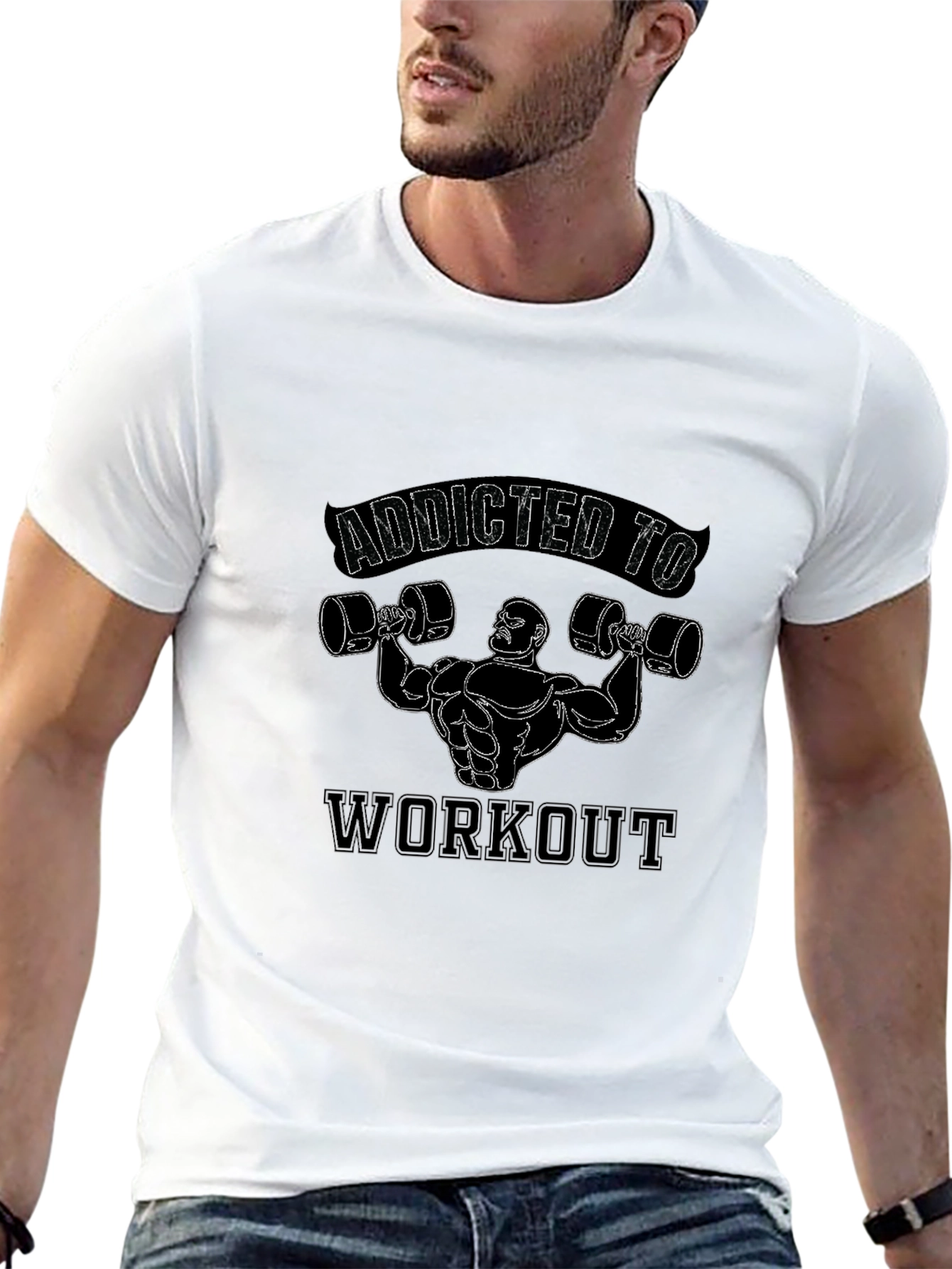 Addicted To Workout Graphic Tee - Black