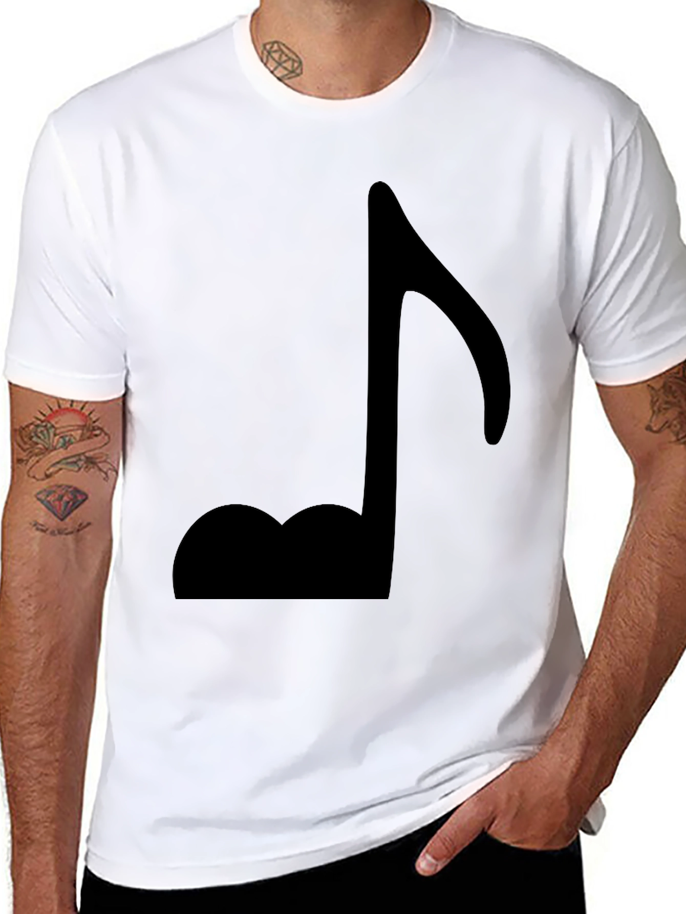Black Music Note Graphic Tee - Stylish Casual Wear