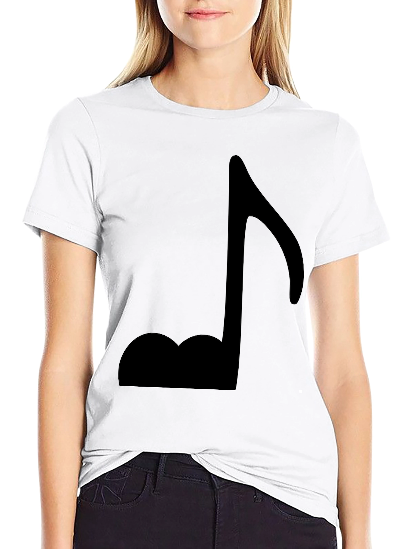 Black Music Note Graphic Tee - Stylish Casual Wear