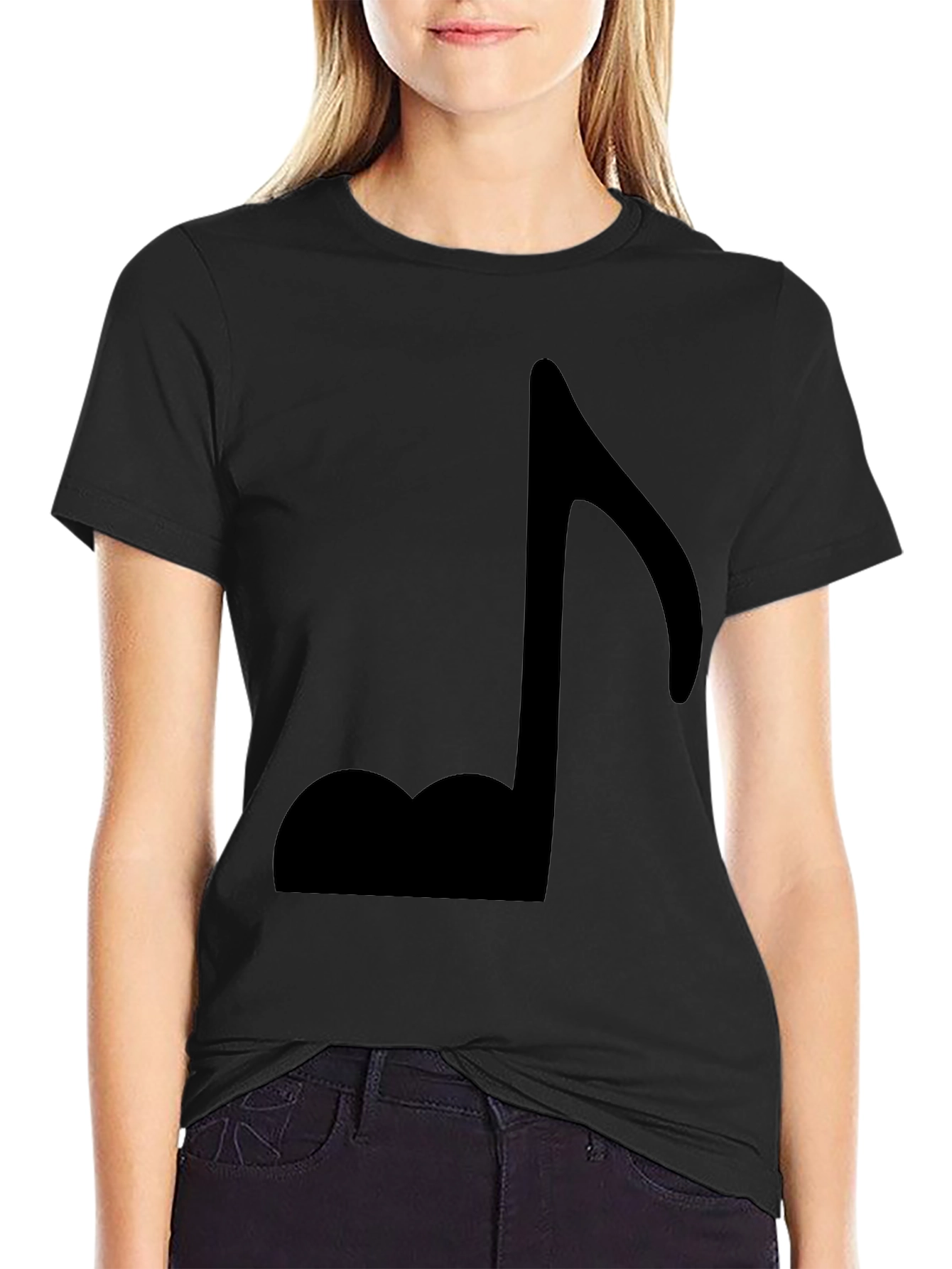 Black Music Note Graphic Tee - Stylish Casual Wear