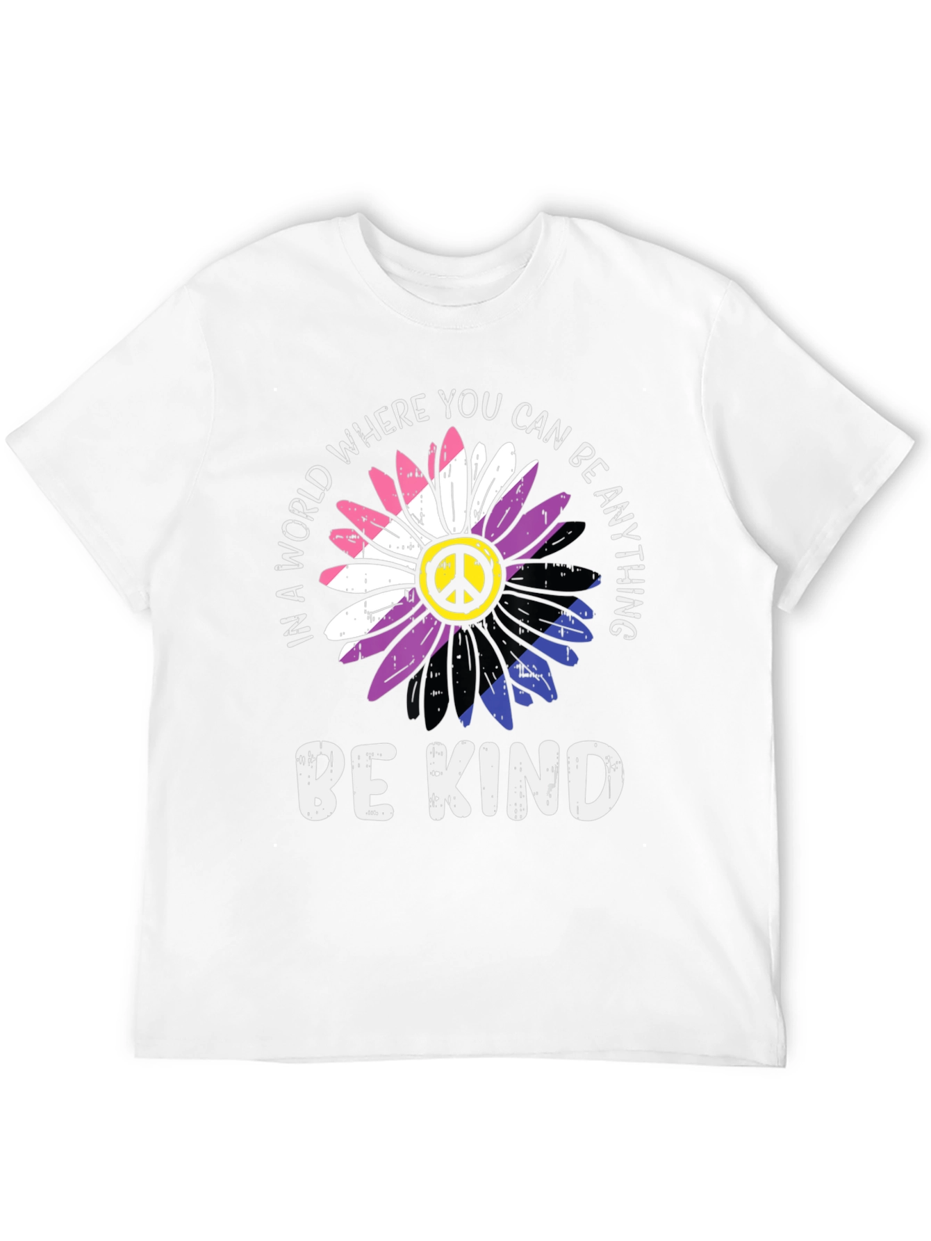 Be Kind T-Shirt - Peace Sign Flower Design