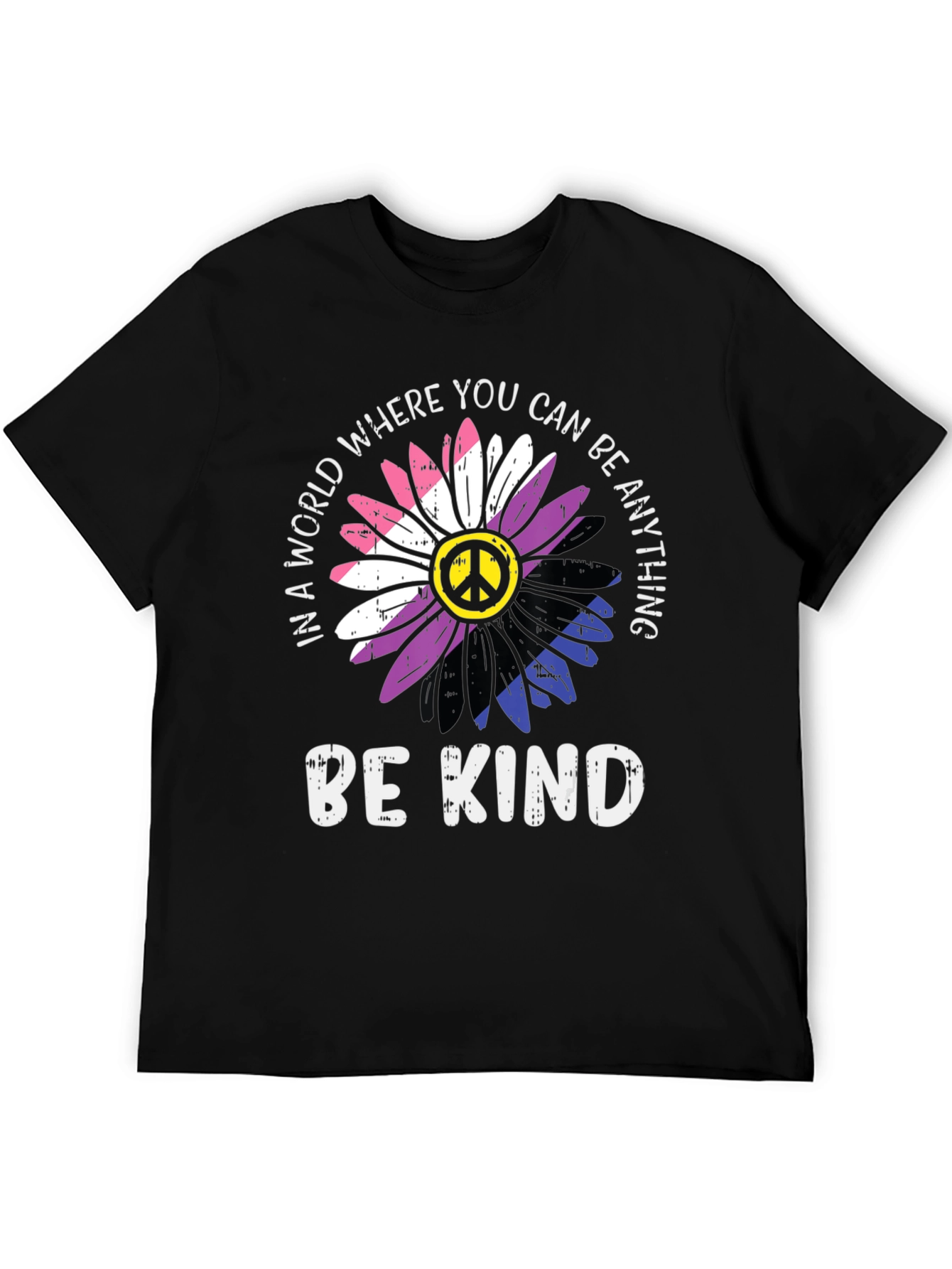 Be Kind T-Shirt - Peace Sign Flower Design