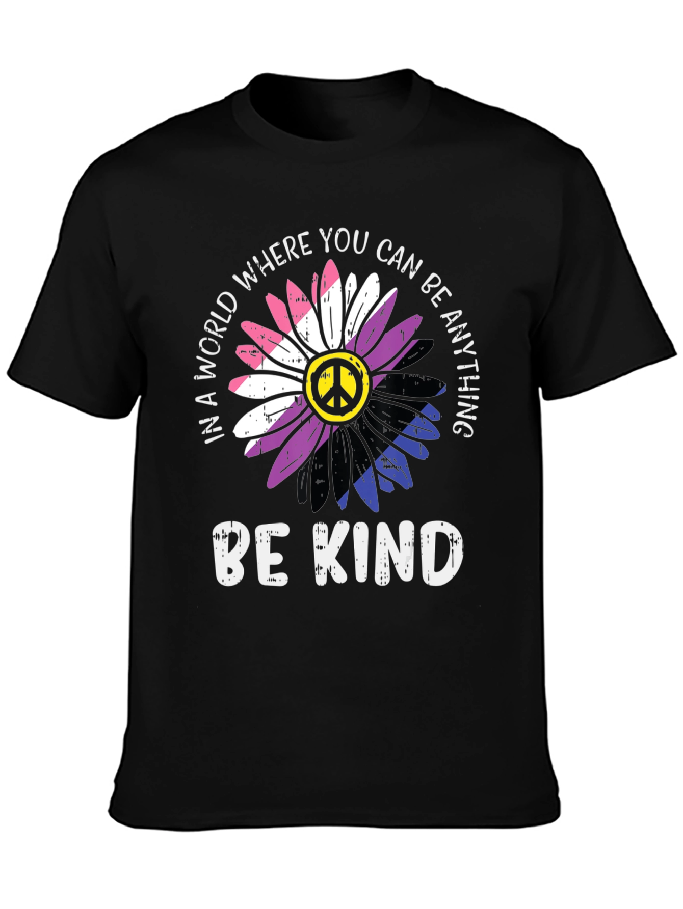 Be Kind T-Shirt - Peace Sign Flower Design