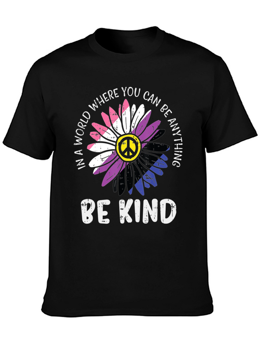 Be Kind T-Shirt - Peace Sign Flower Design