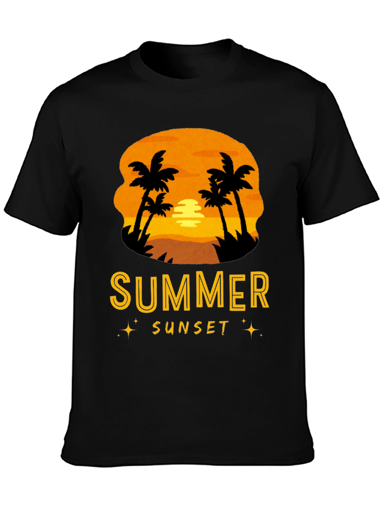 Summer Sunset Graphic T-Shirt - Palm Tree Design