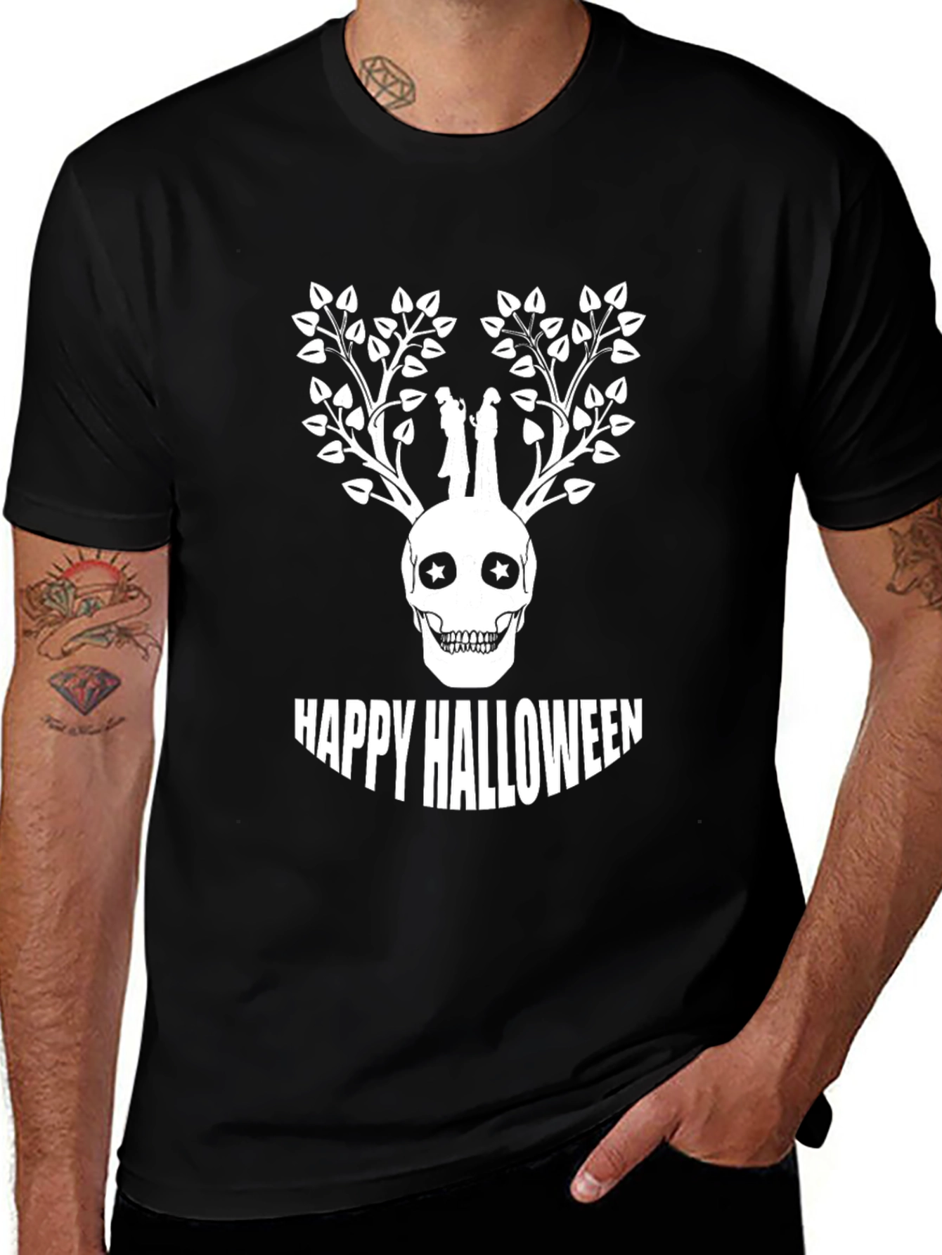 Happy Halloween Skull Tree Graphic Tee