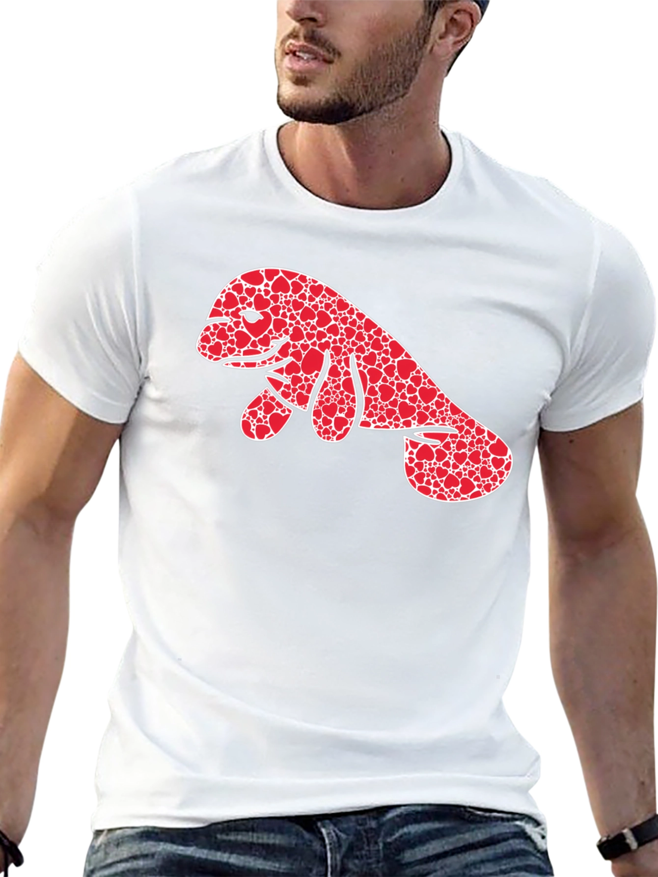 Heart Manatee Graphic Tee - Black