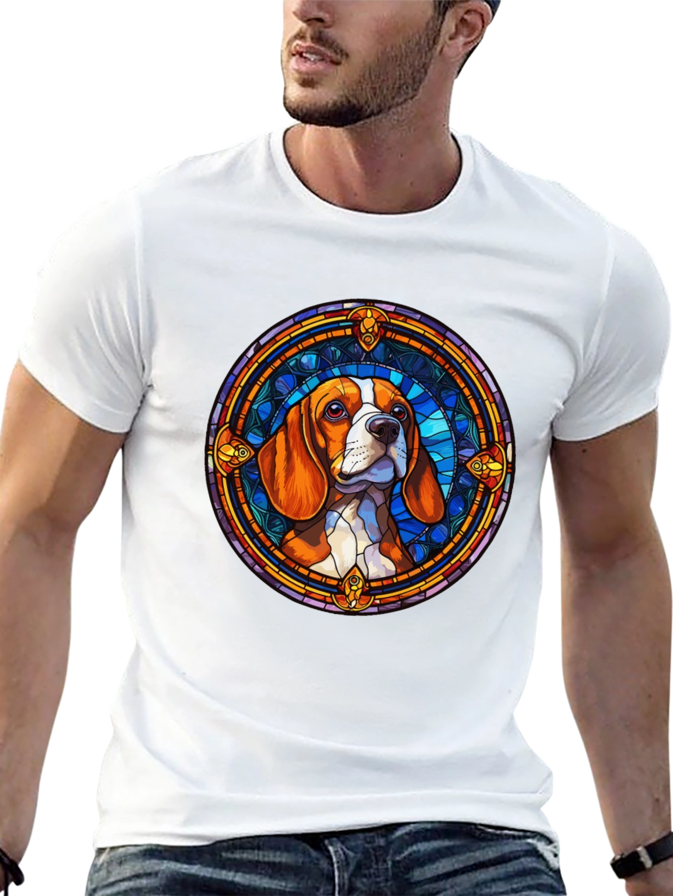 Beagle Stained Glass Graphic Tee