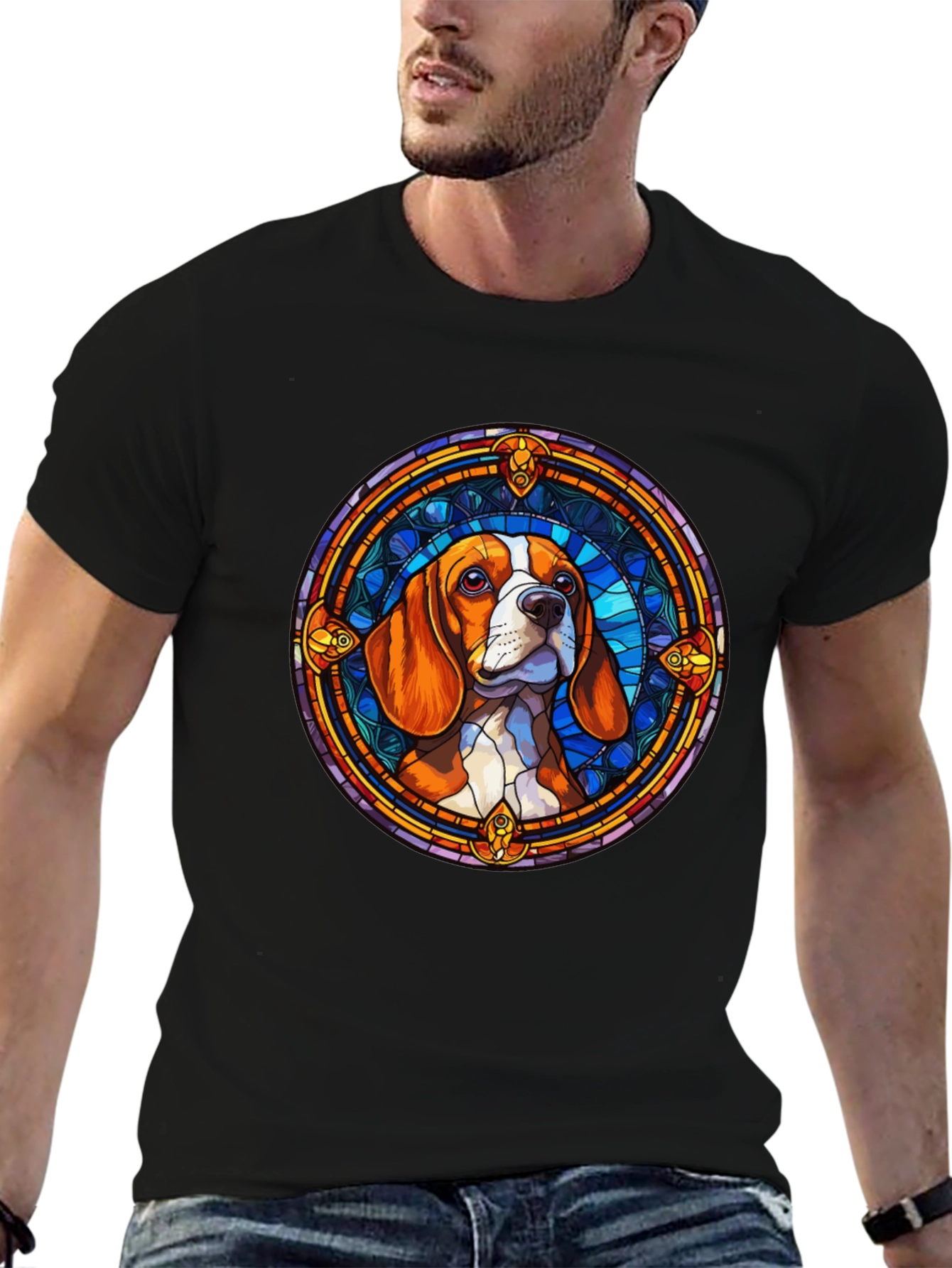 Beagle Stained Glass Graphic Tee