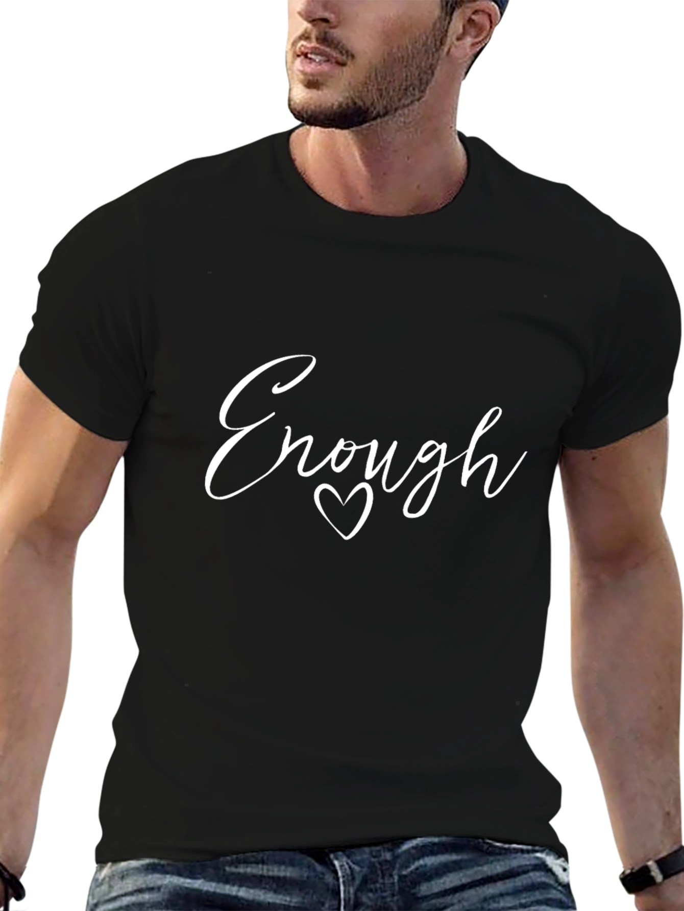 Enough Heart Graphic Black T-Shirt