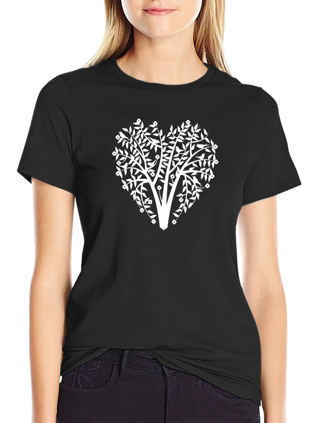 Nature Lover Tree Heart Black T-Shirt