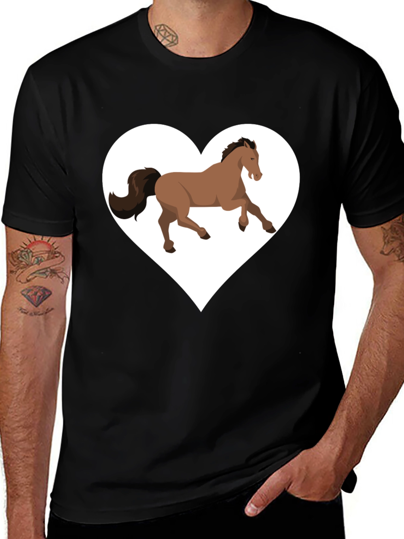 Horse Love T-Shirt - Black Cotton Graphic Tee