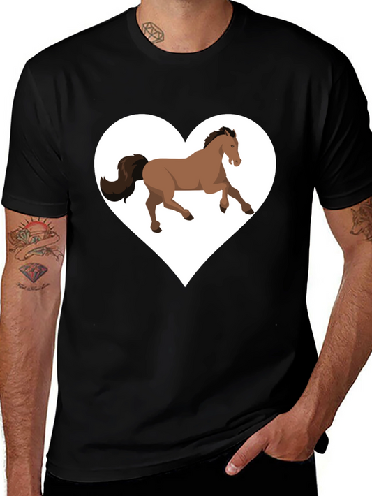 Horse Love T-Shirt - Black Cotton Graphic Tee