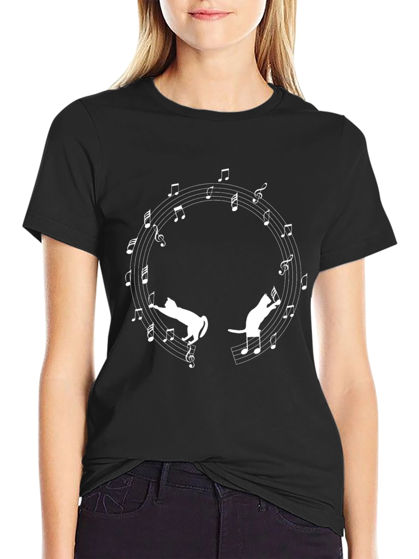Musical Cats T-Shirt - Black Graphic Tee